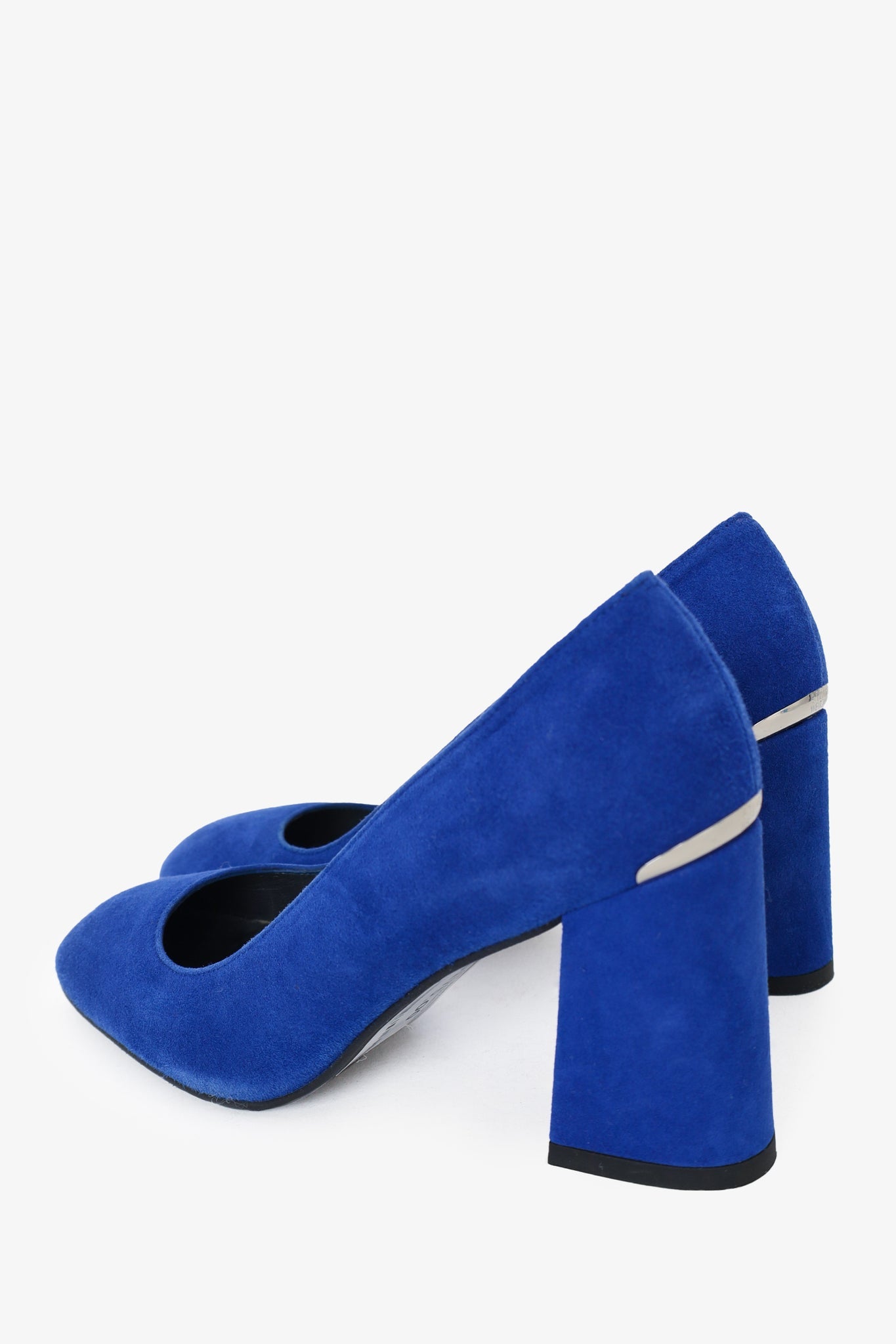 Stuart Weitzman Blue Suede Round Toe Heels Size 37.5