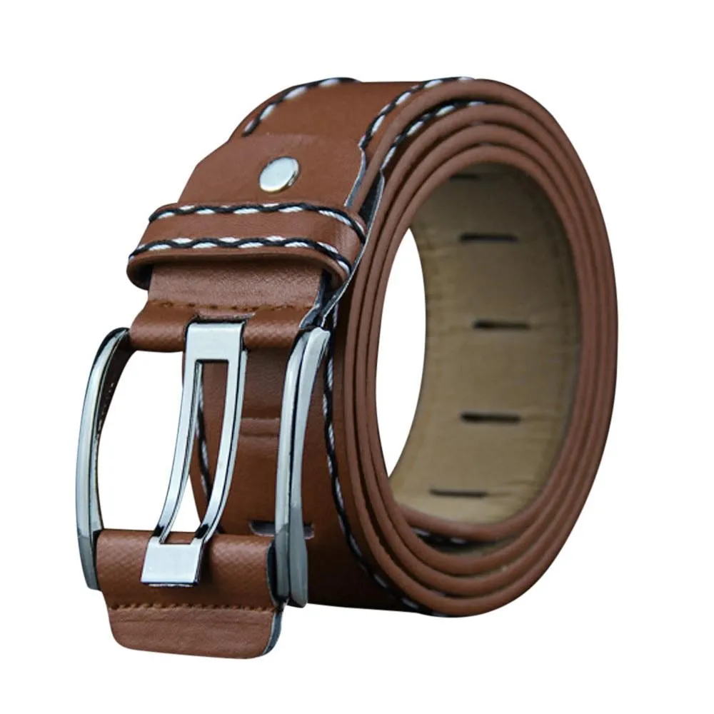 Stylish Leather Men Waistband Brown Belt With Pin Buckle