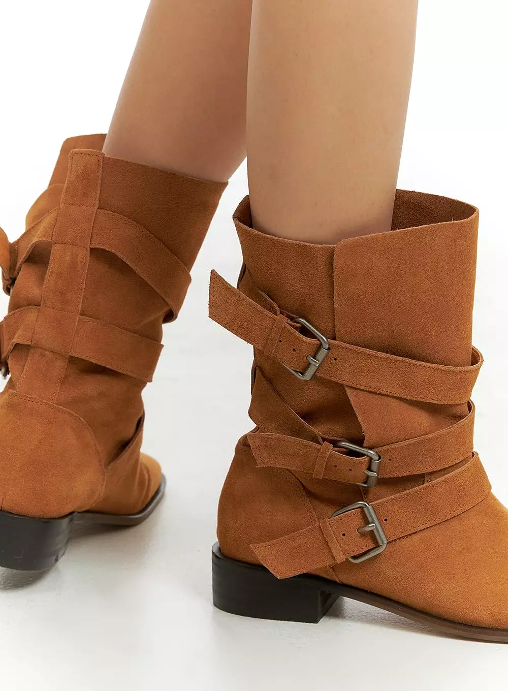 Suede Buckle Ankle Boots CM421