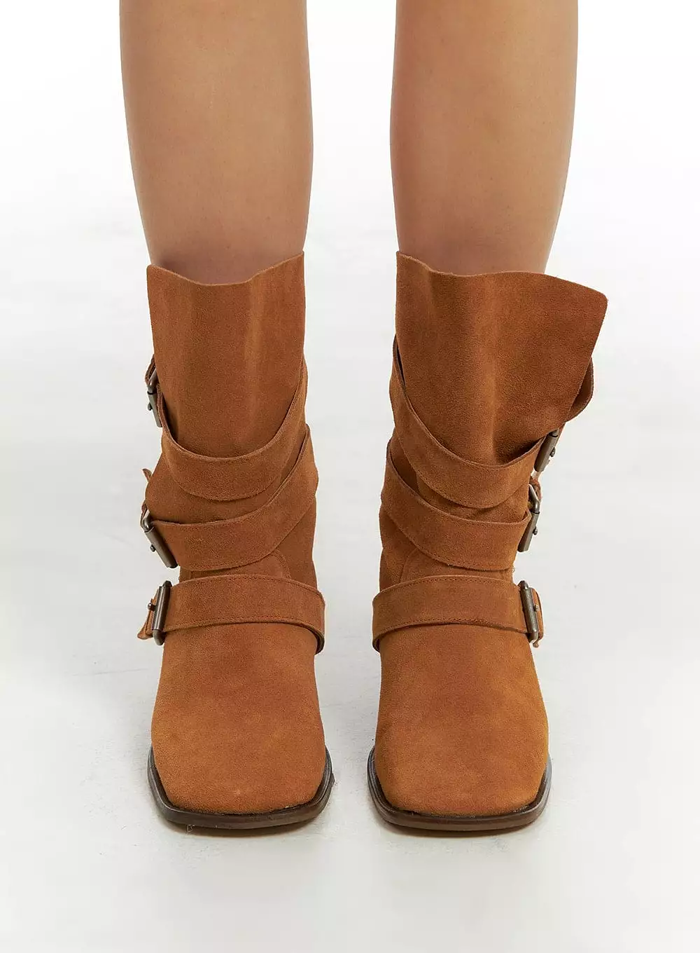 Suede Buckle Ankle Boots CM421