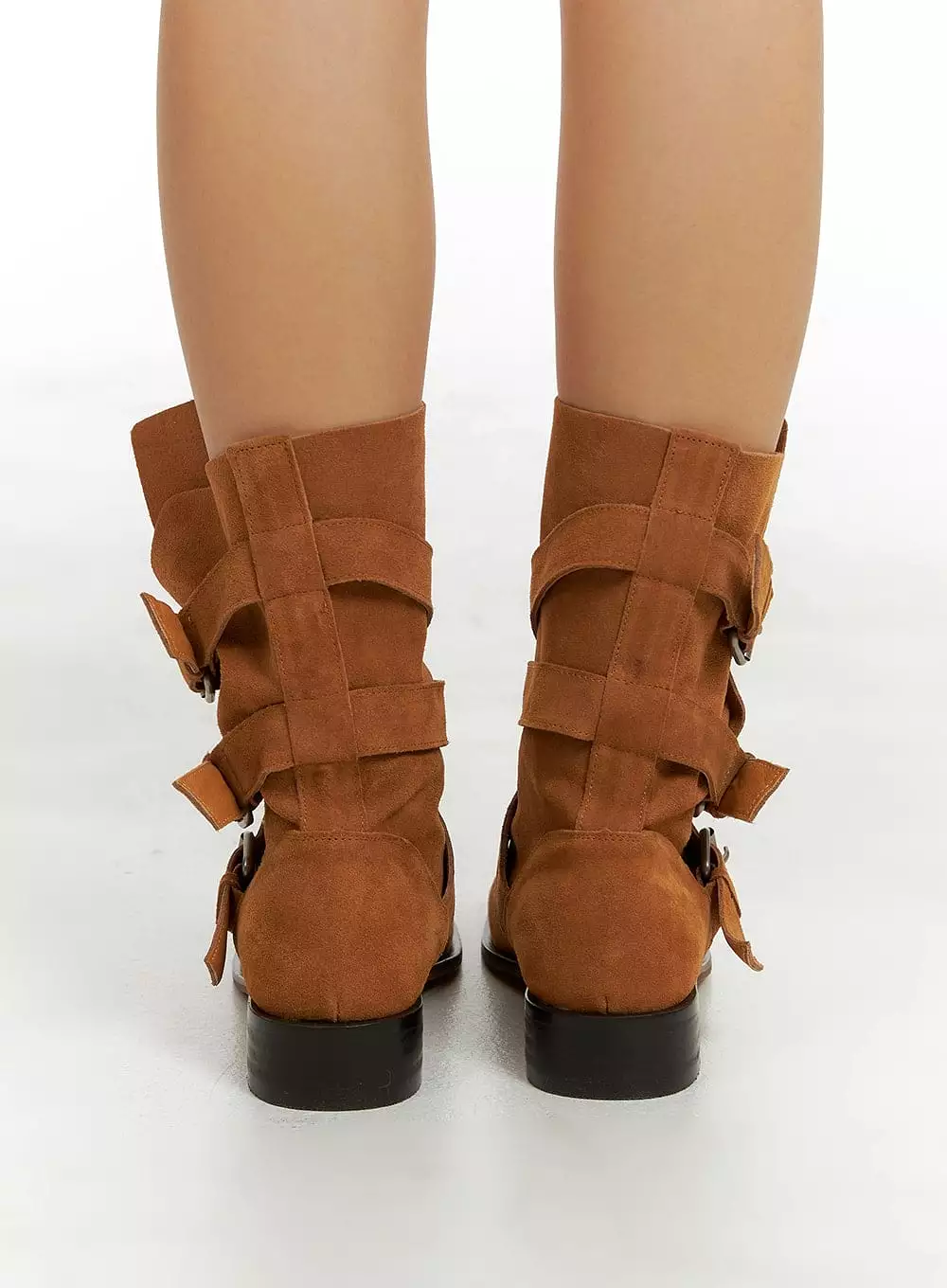 Suede Buckle Ankle Boots CM421