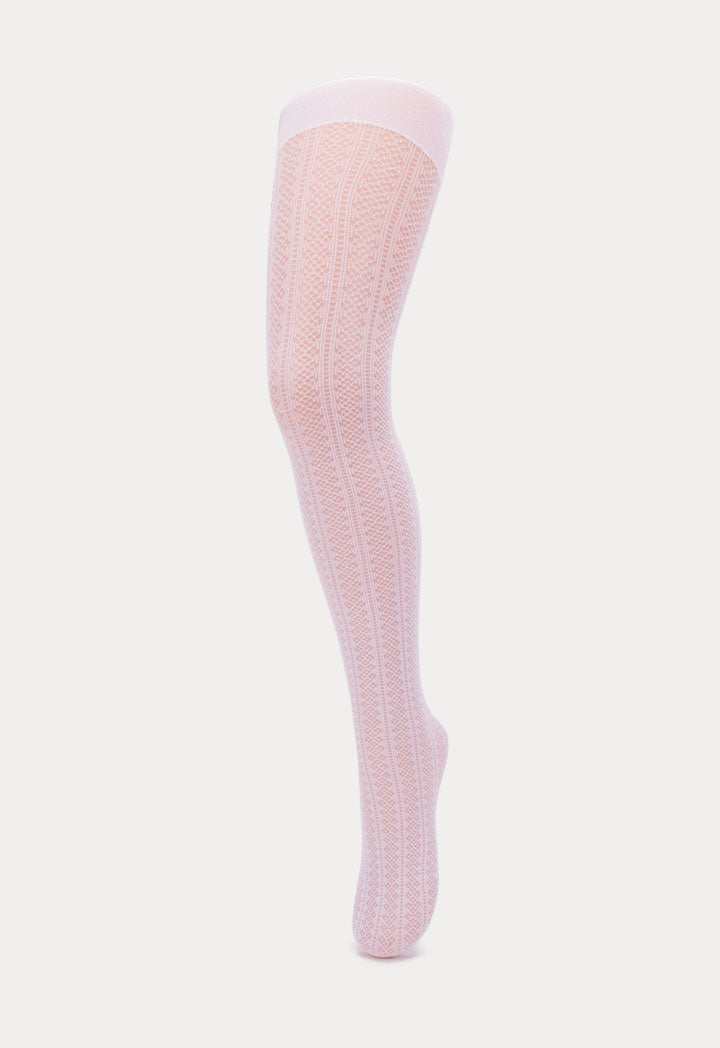 Textured Pattern Tights in White