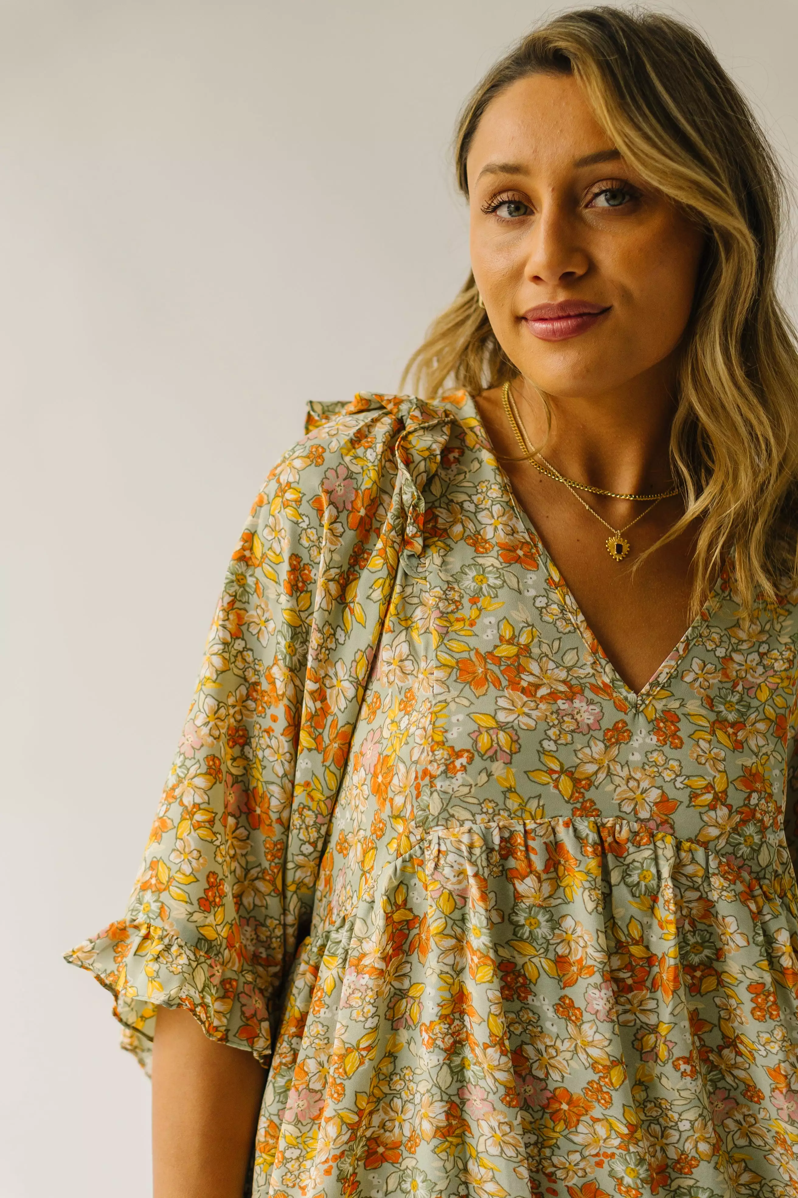 The Bethania Kimono Sleeve Babydoll Dress in Sage