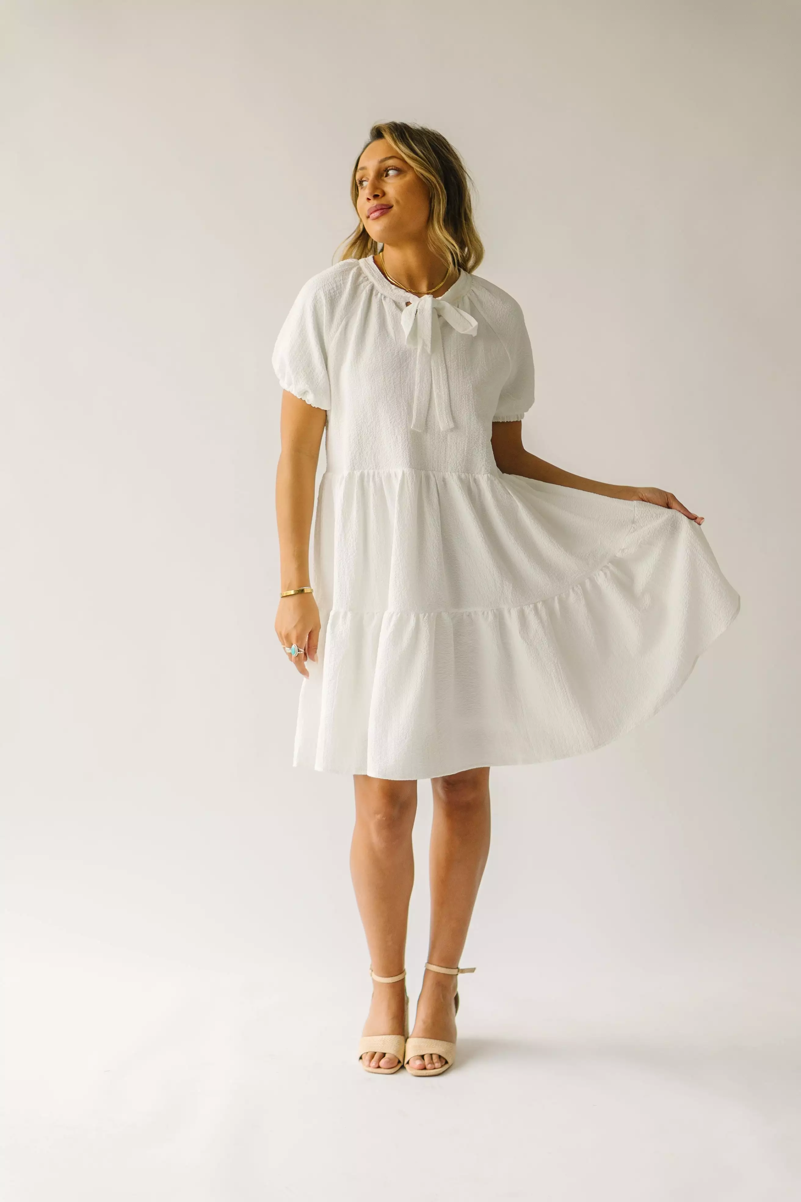 The Birdie Babydoll Dress in Ivory