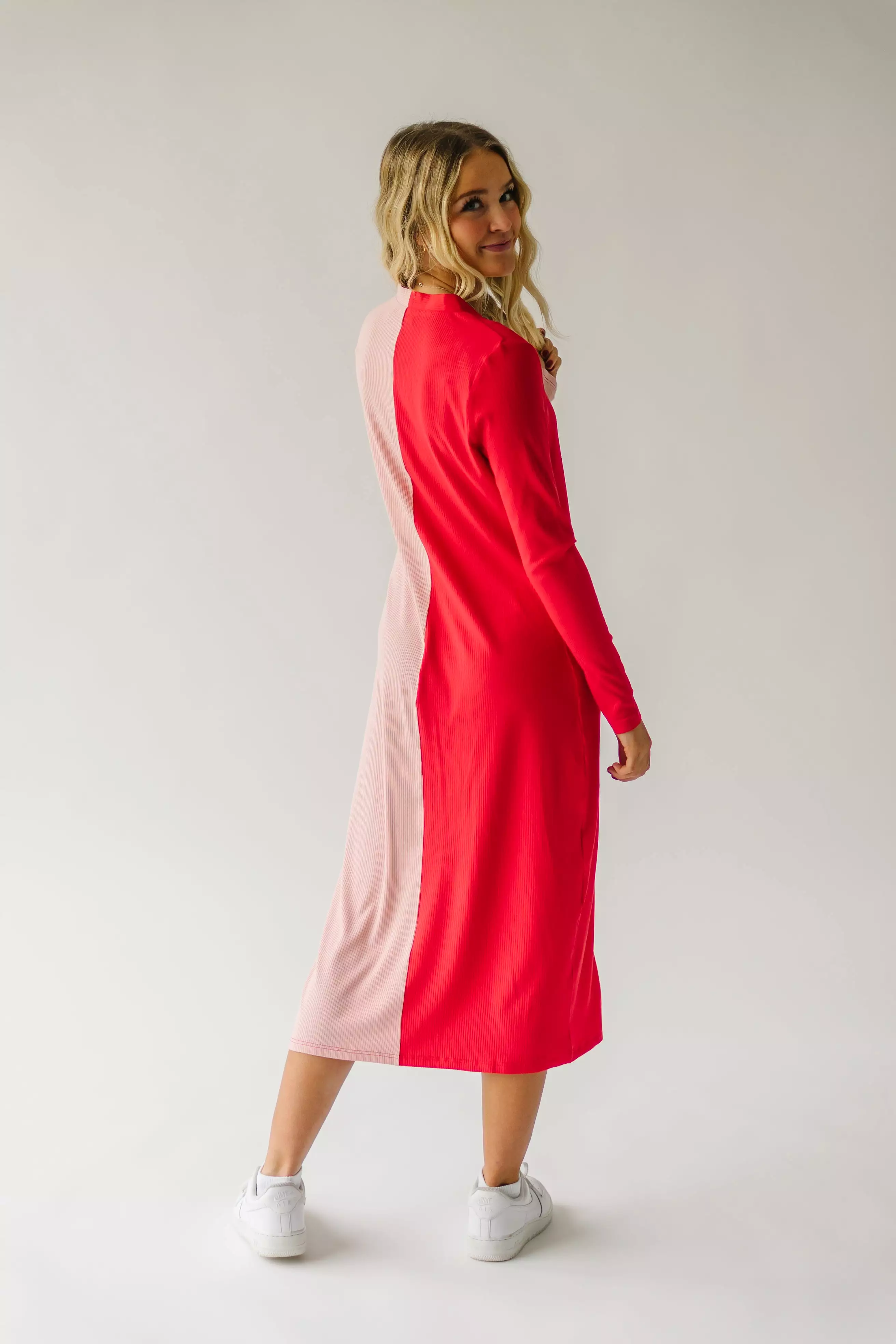 The Cupid Colorblock Dress in Pink + Red