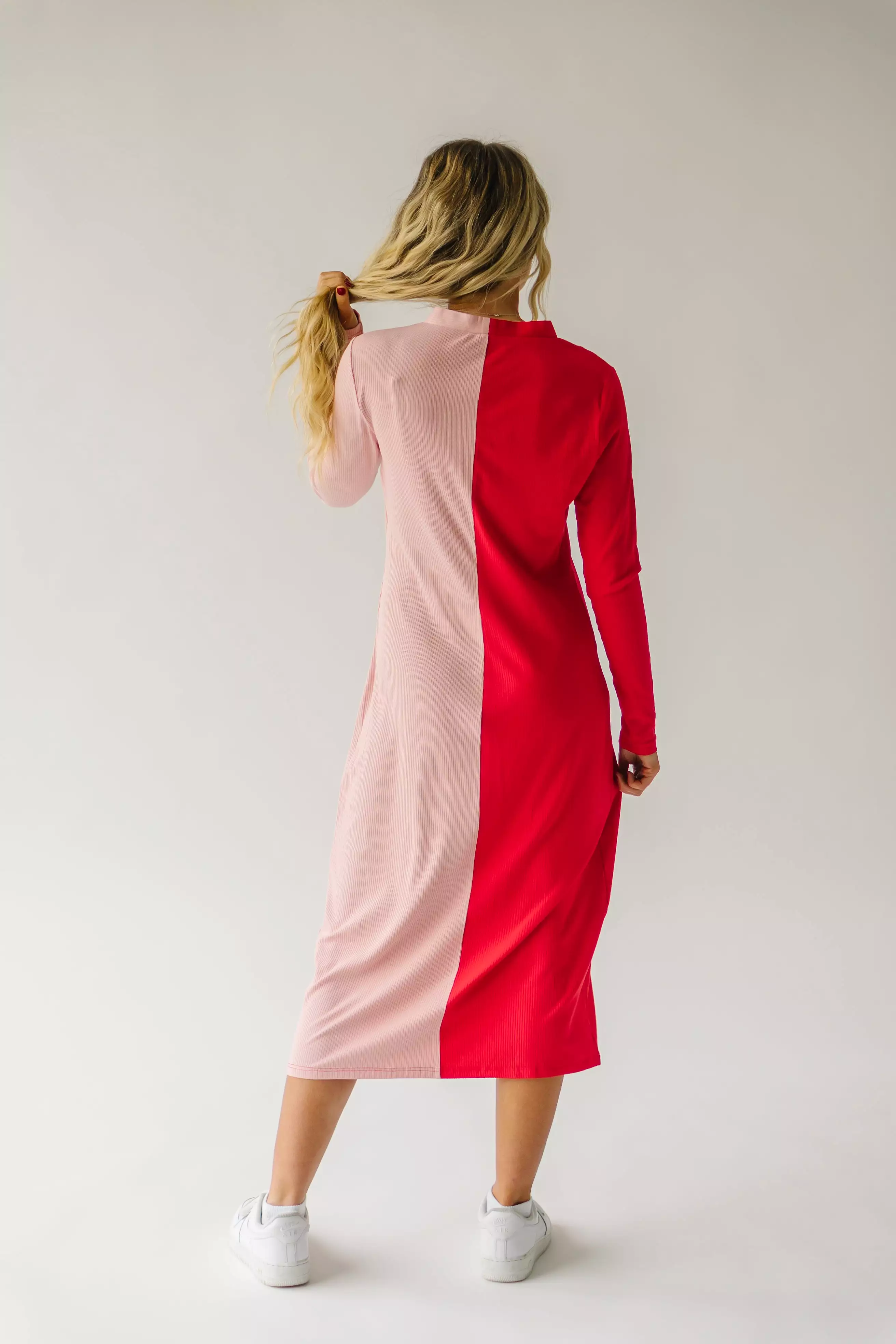 The Cupid Colorblock Dress in Pink + Red