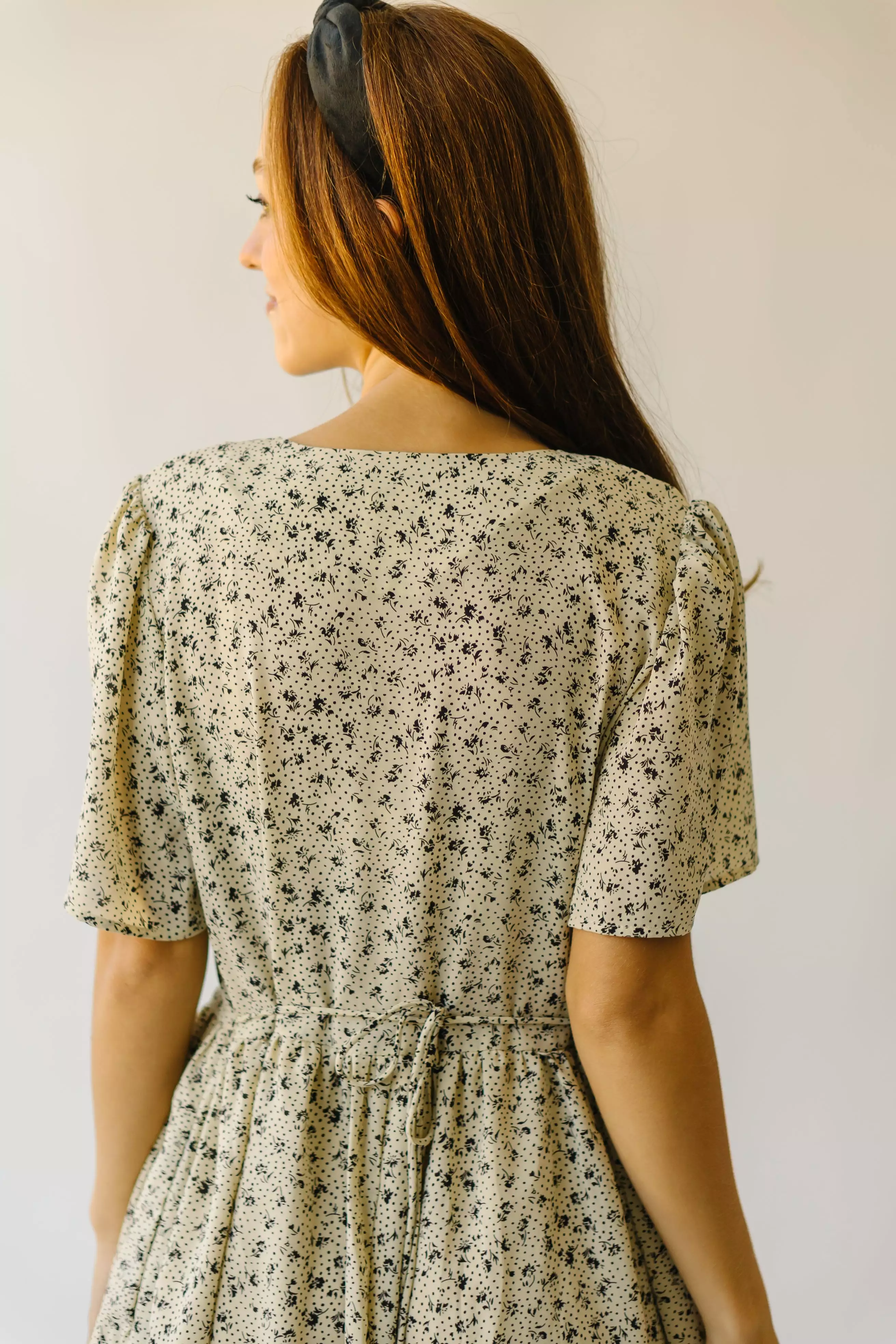 The Galisteo Floral Detail Dress in Cream + Black