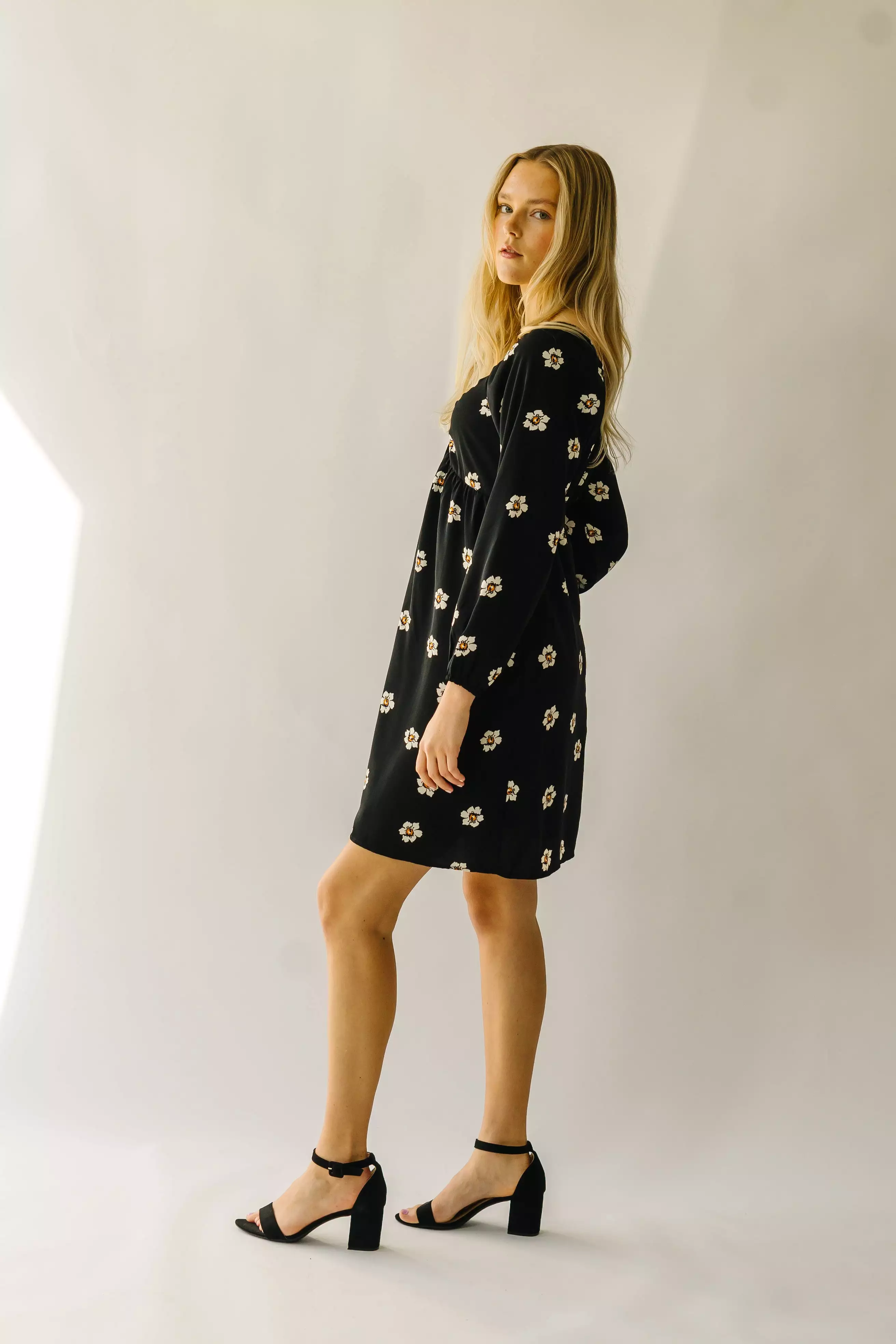 The Gwenevere Floral Detail Dress in Black