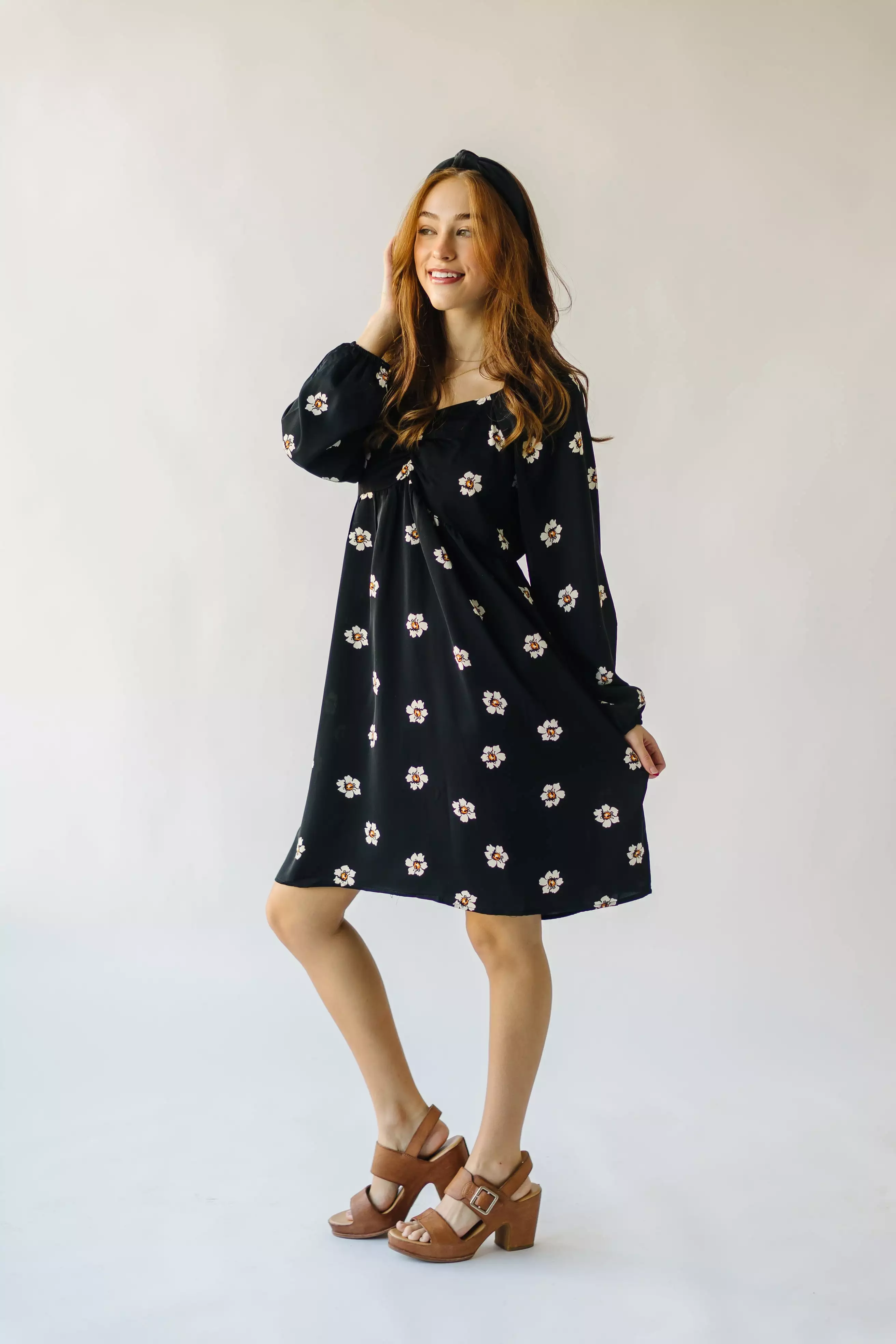 The Gwenevere Floral Detail Dress in Black