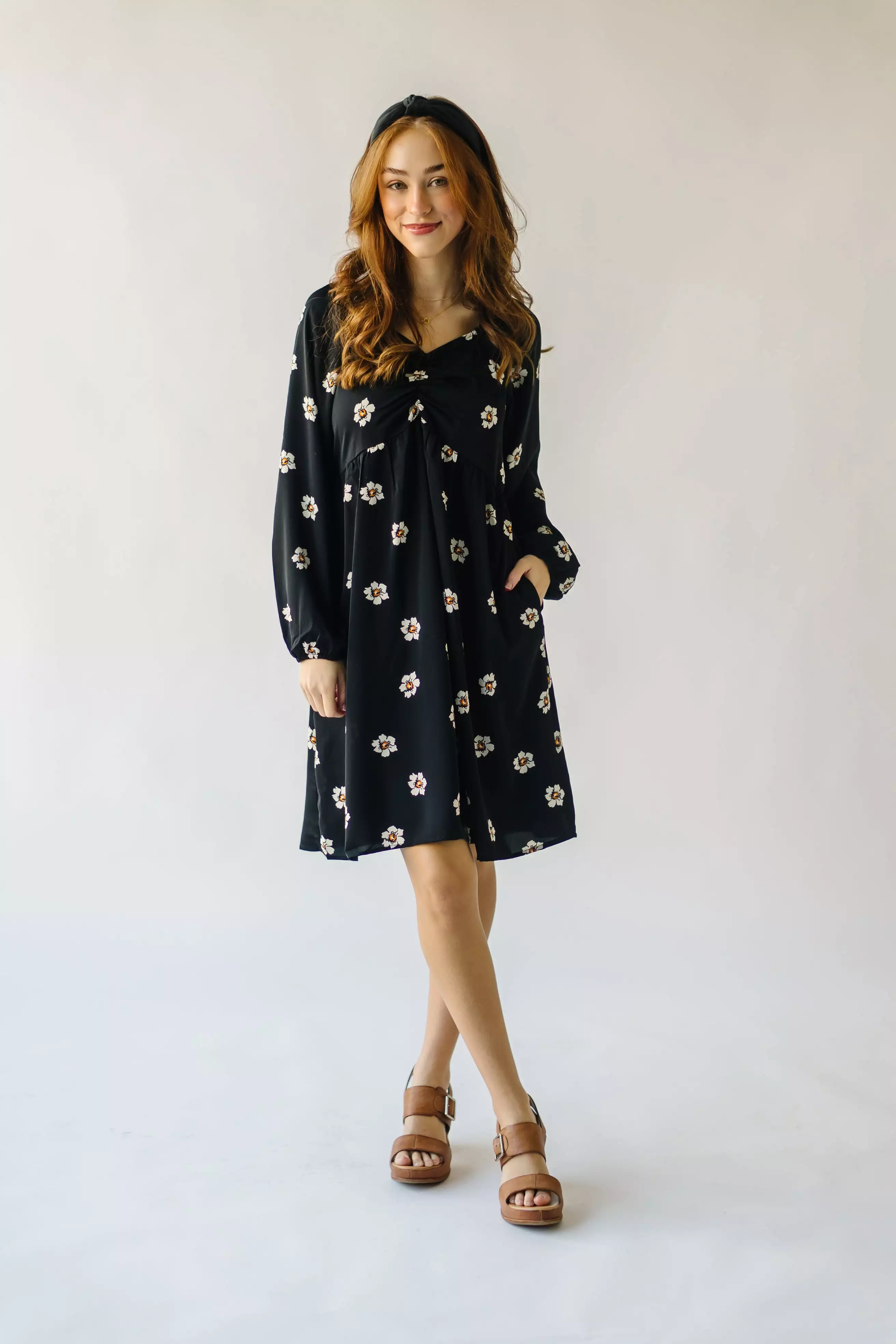 The Gwenevere Floral Detail Dress in Black