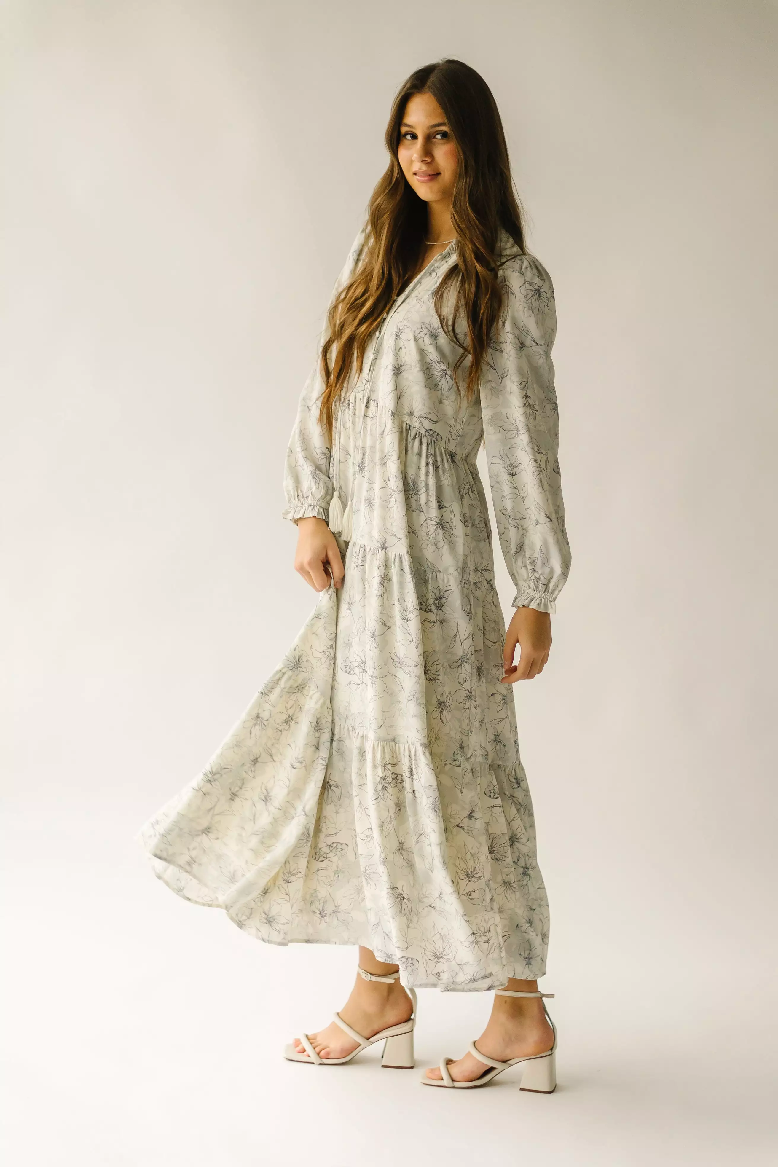 The Kerling Floral Maxi Dress in Grey Multi