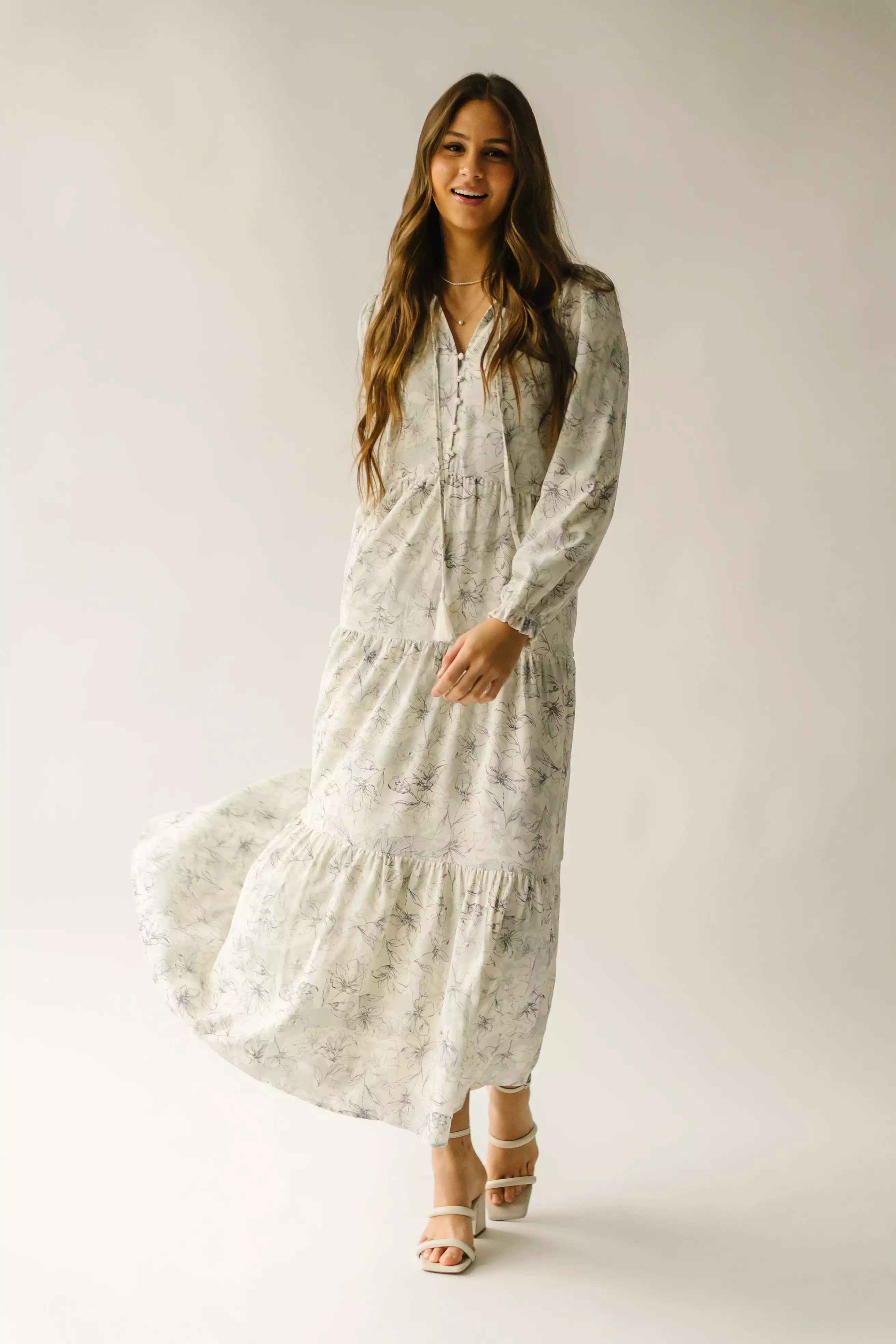 The Kerling Floral Maxi Dress in Grey Multi