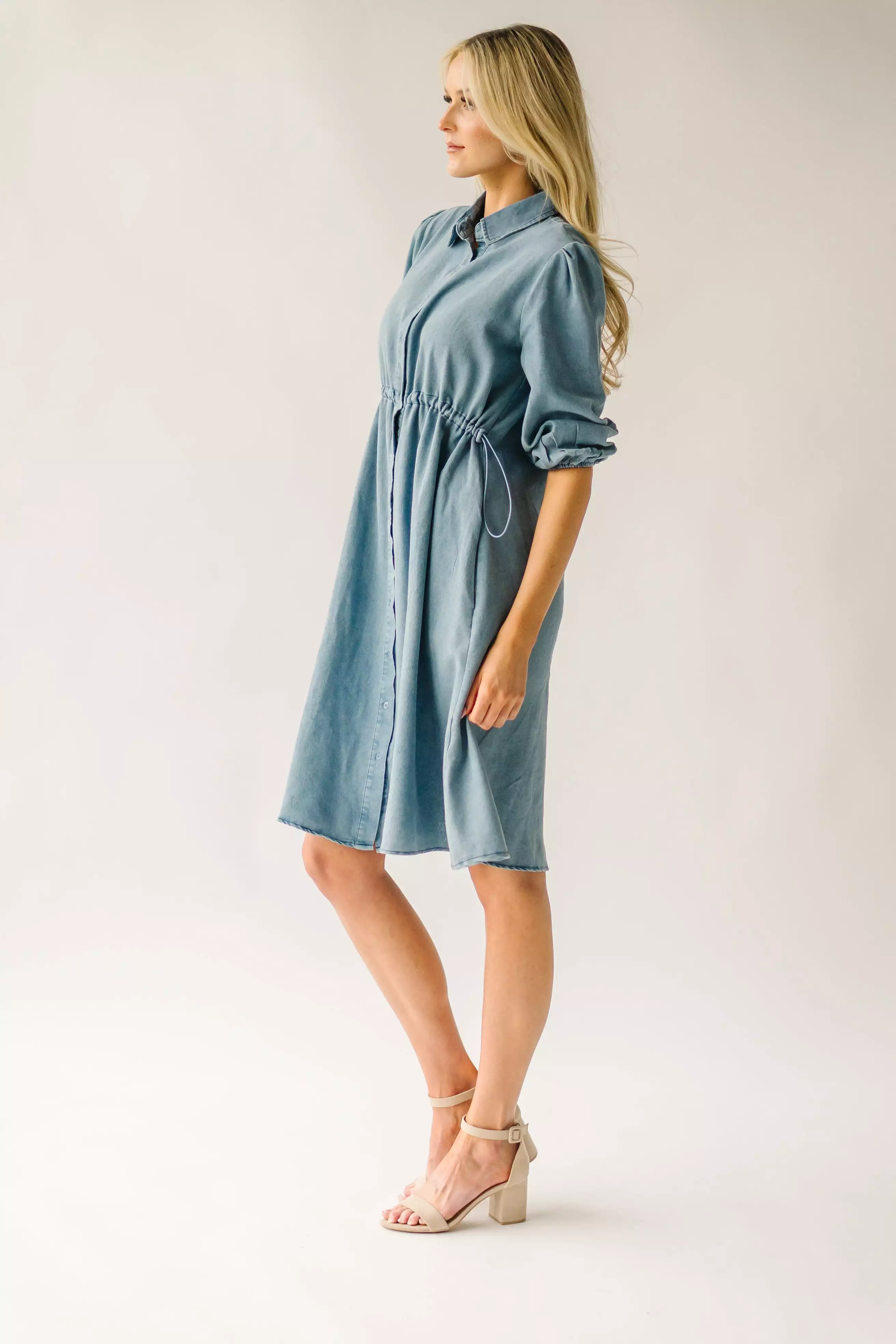 The Kylen Denim Dress in Medium Blue