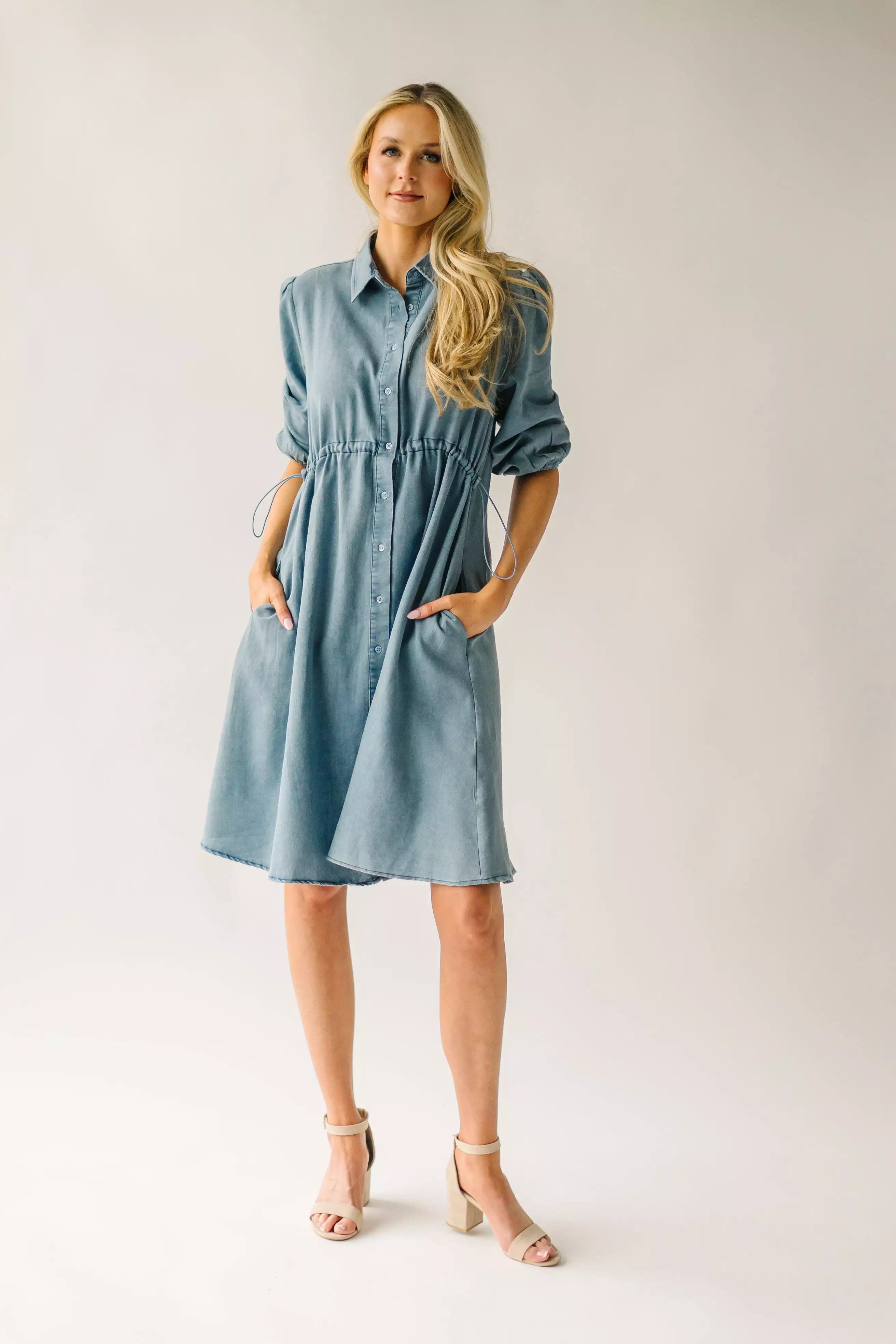 The Kylen Denim Dress in Medium Blue