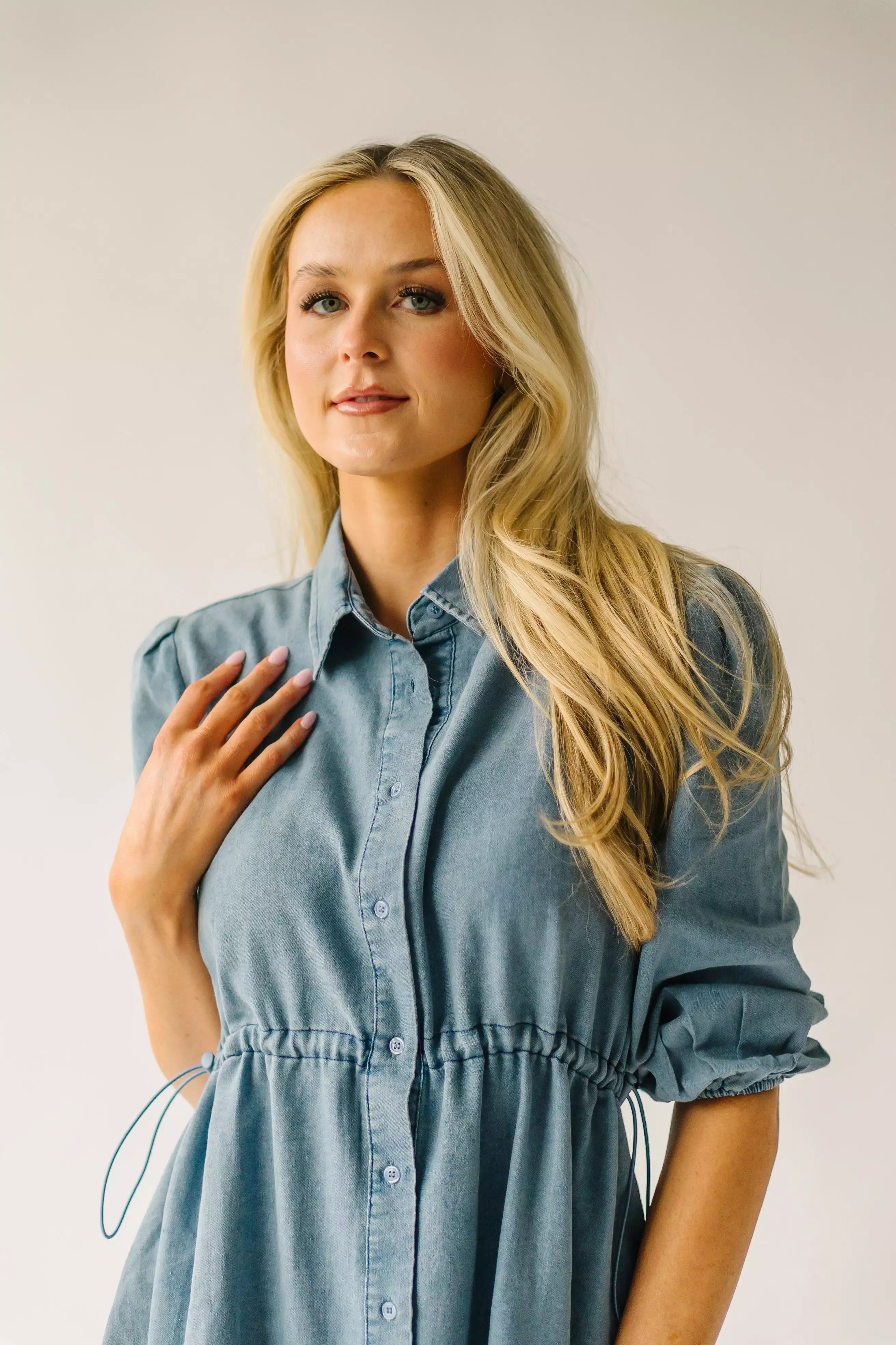 The Kylen Denim Dress in Medium Blue