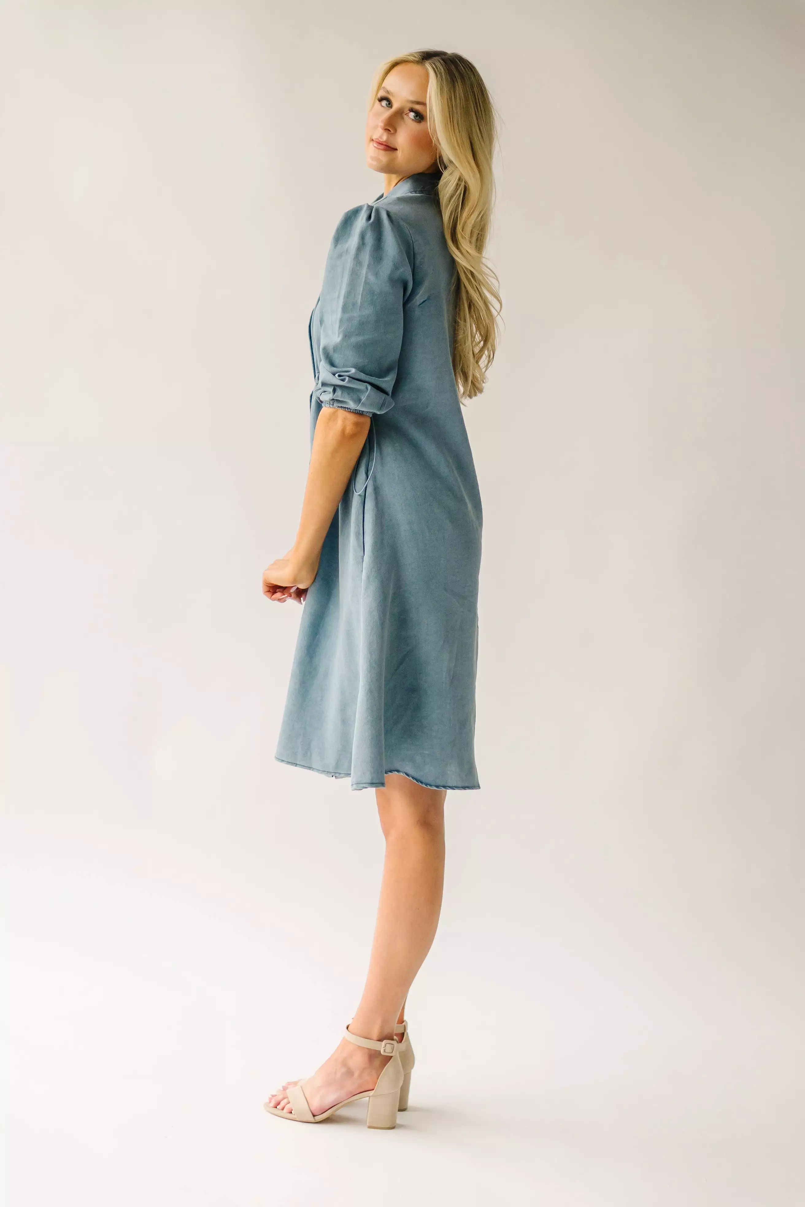 The Kylen Denim Dress in Medium Blue