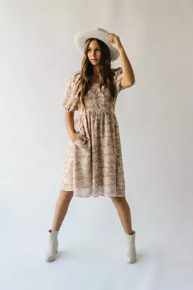 The Laredo Square Neck Floral Dress in Tan Multi