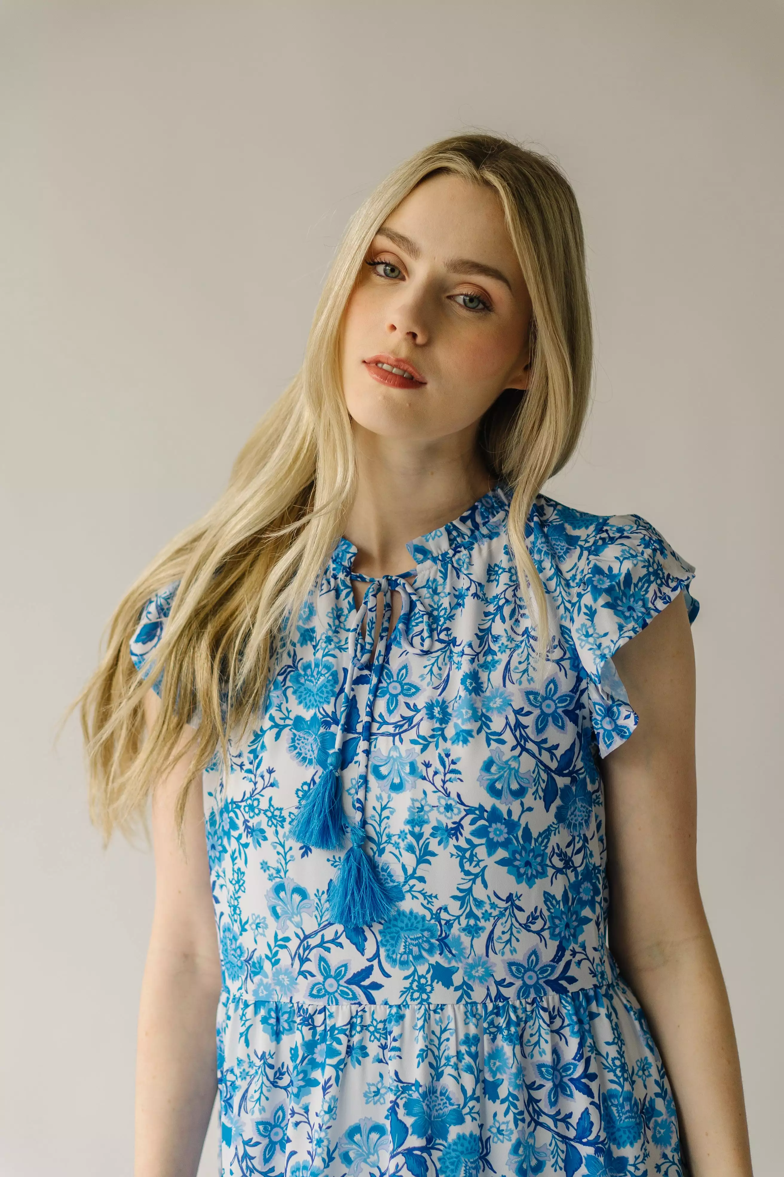 The McNeil Floral Tie Dress in Blue