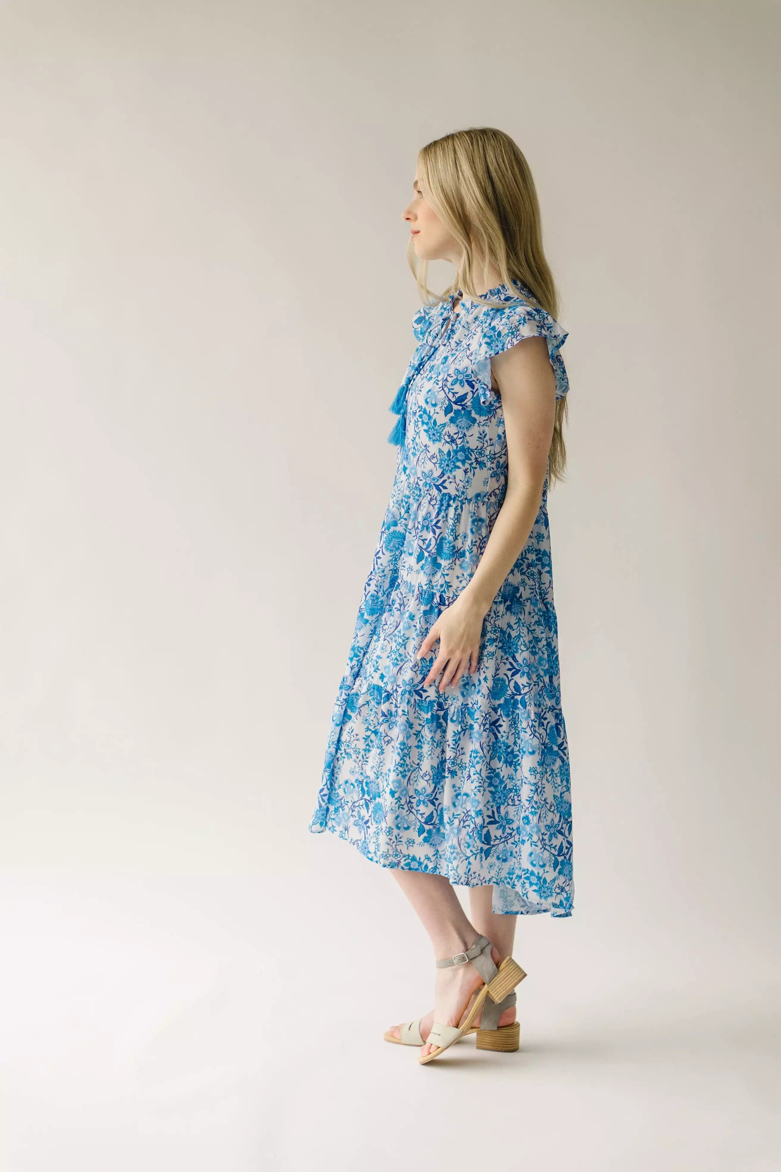 The McNeil Floral Tie Dress in Blue