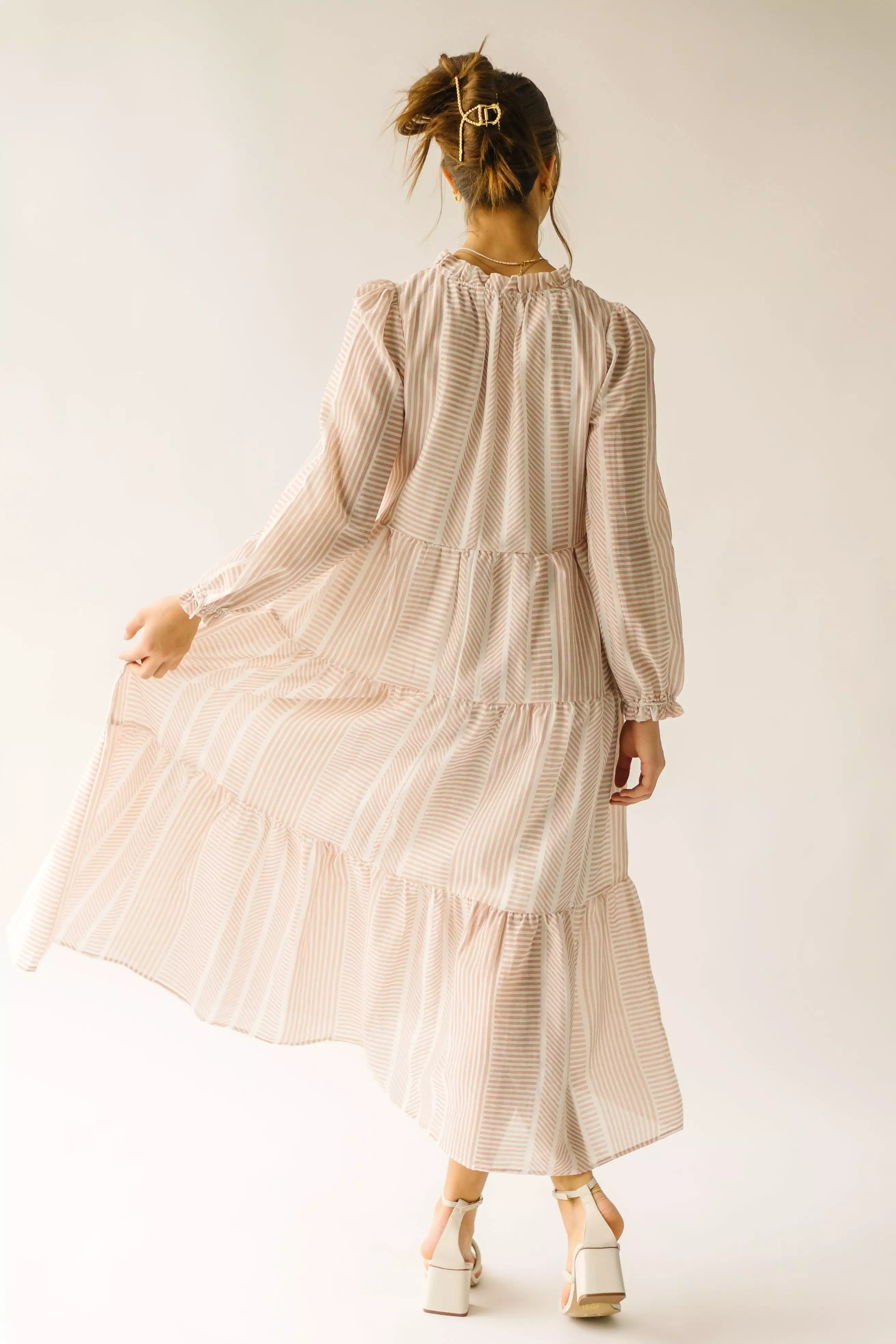 The Medrano Striped Detail Maxi Dress in Tan