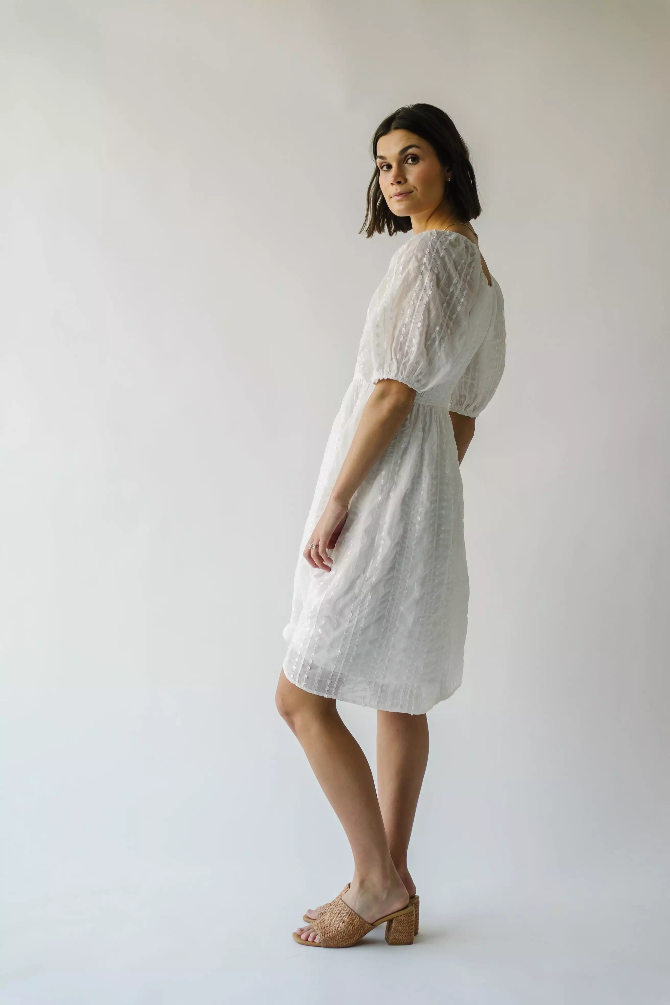 The Portman Daisy Detail Dress in Ivory