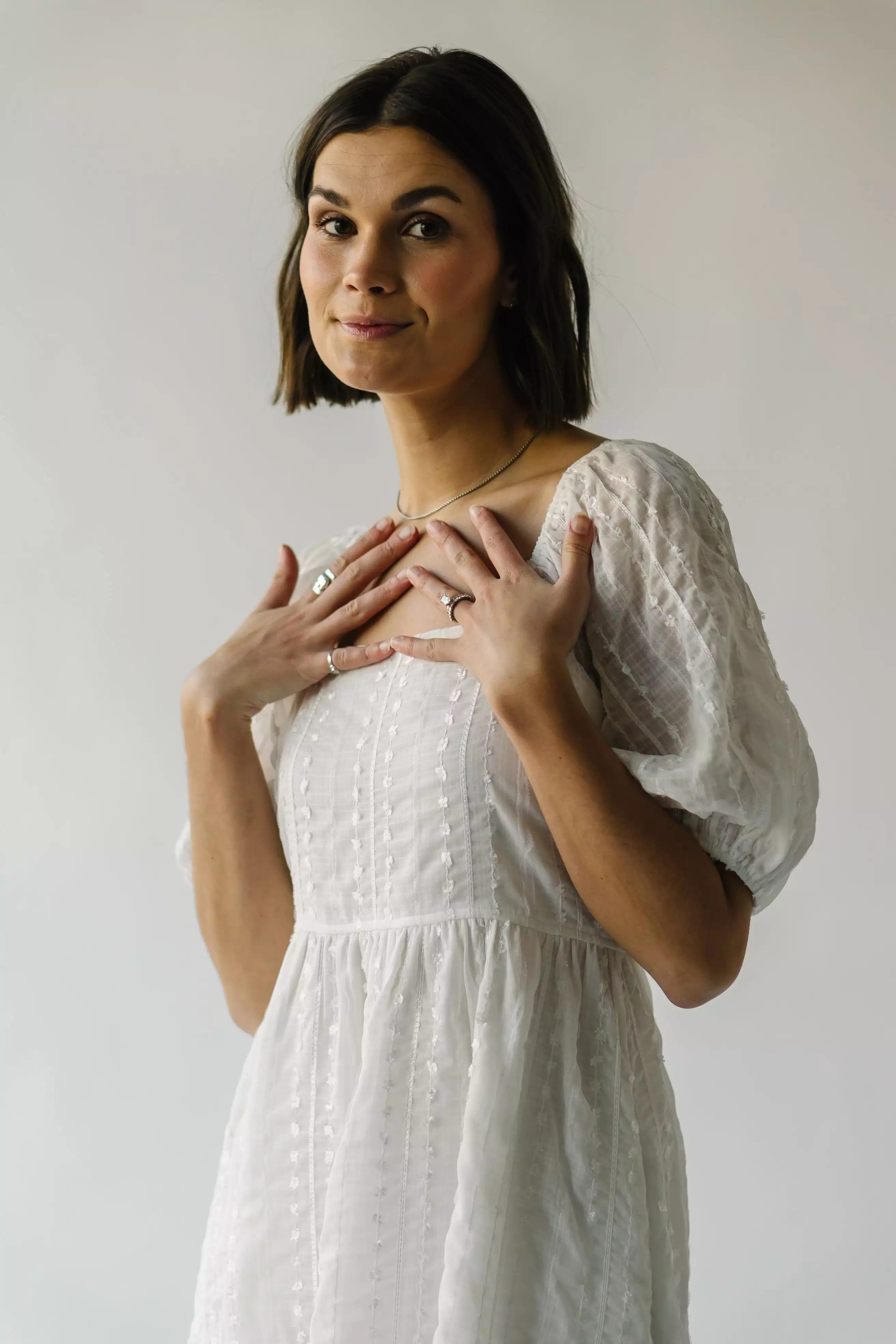 The Portman Daisy Detail Dress in Ivory