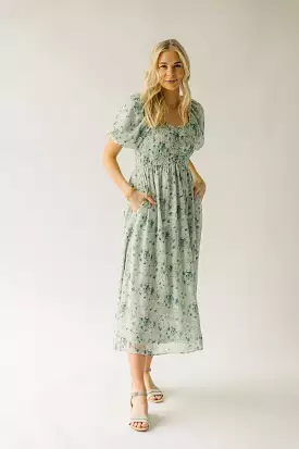 The Stromer Smocked Sweetheart Maxi Dress in Green Multi