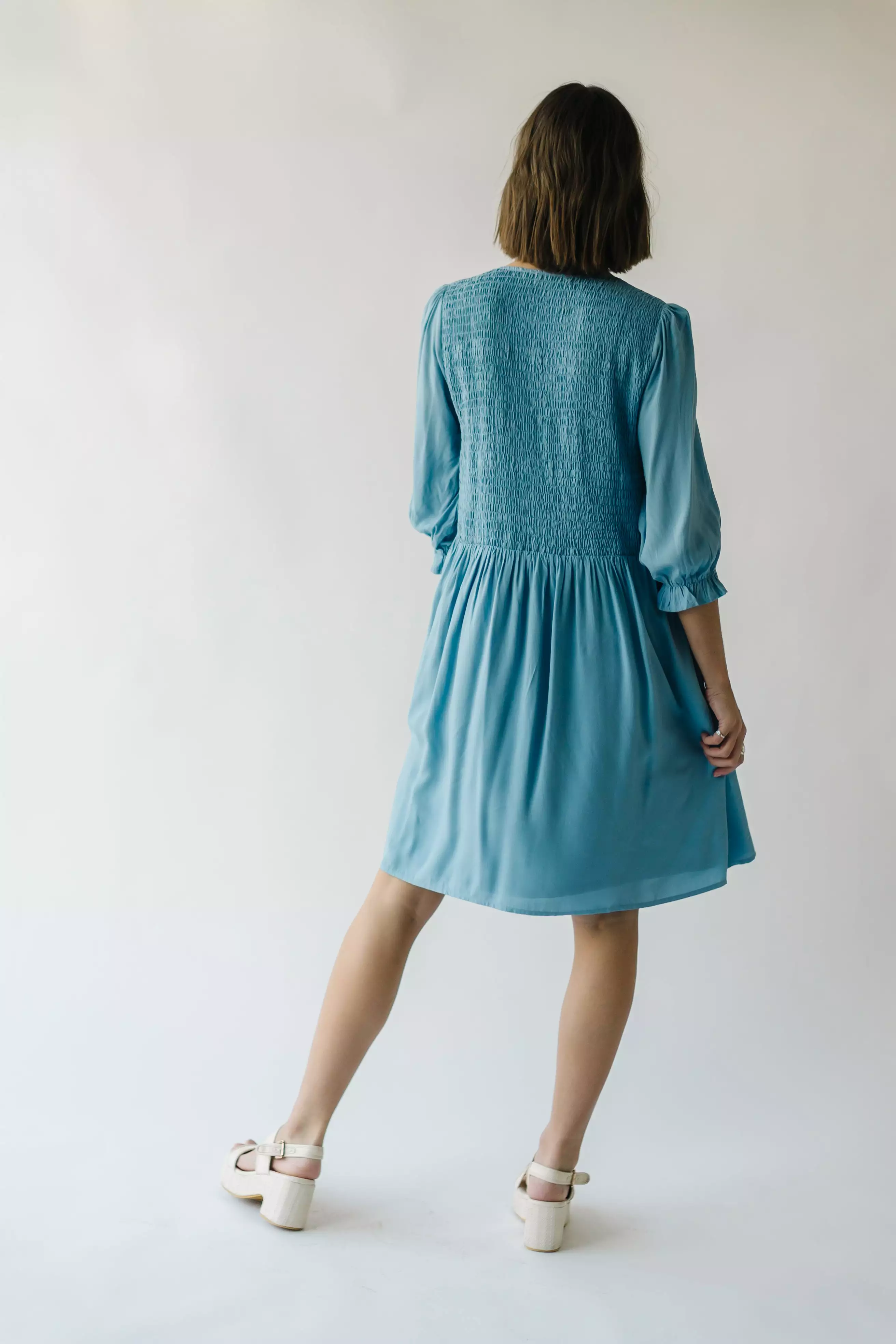 The Wilmont Crochet Woven Dress in Baby Blue