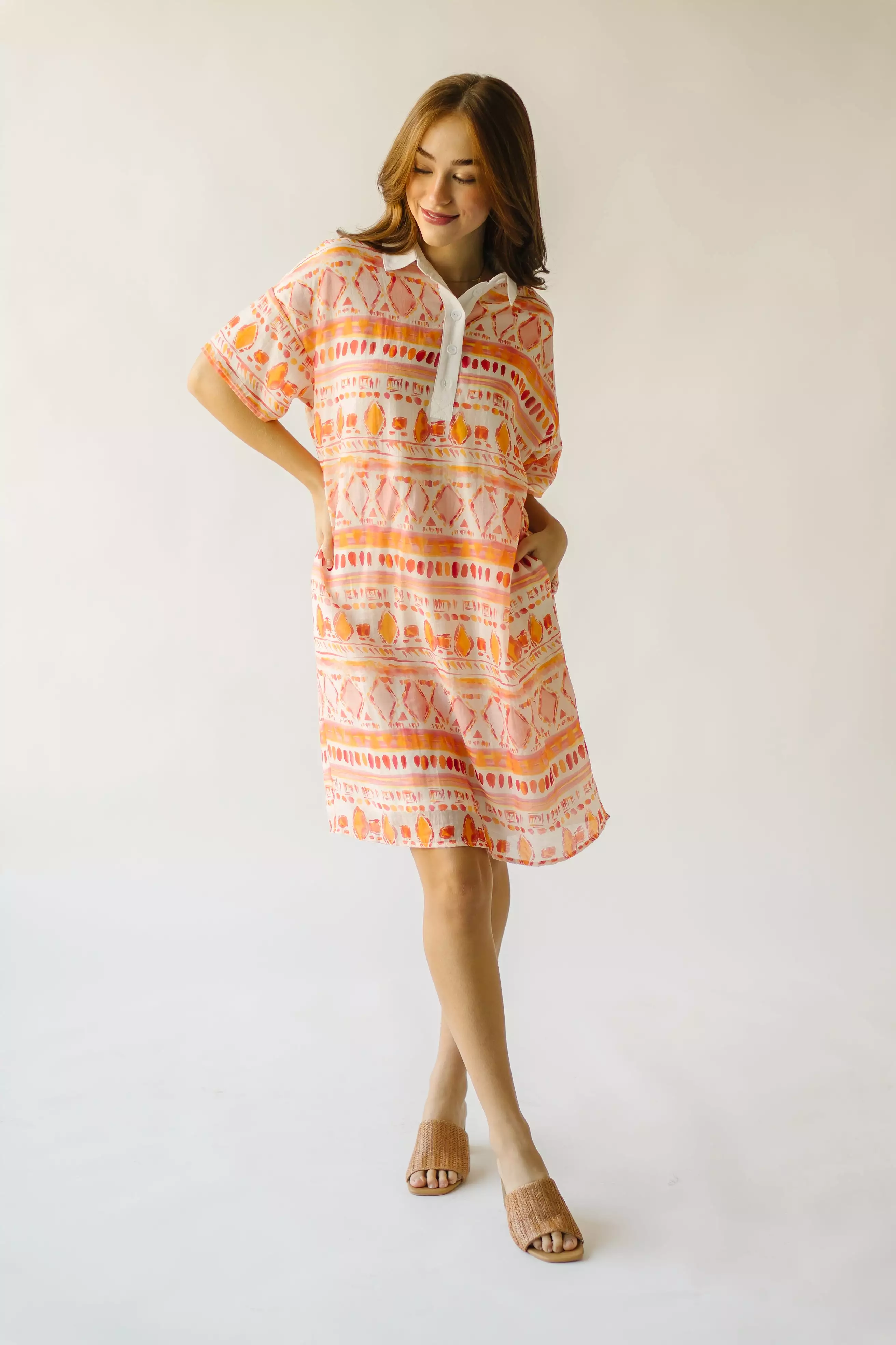 The Yellville Abstract Dress in Orange Multi