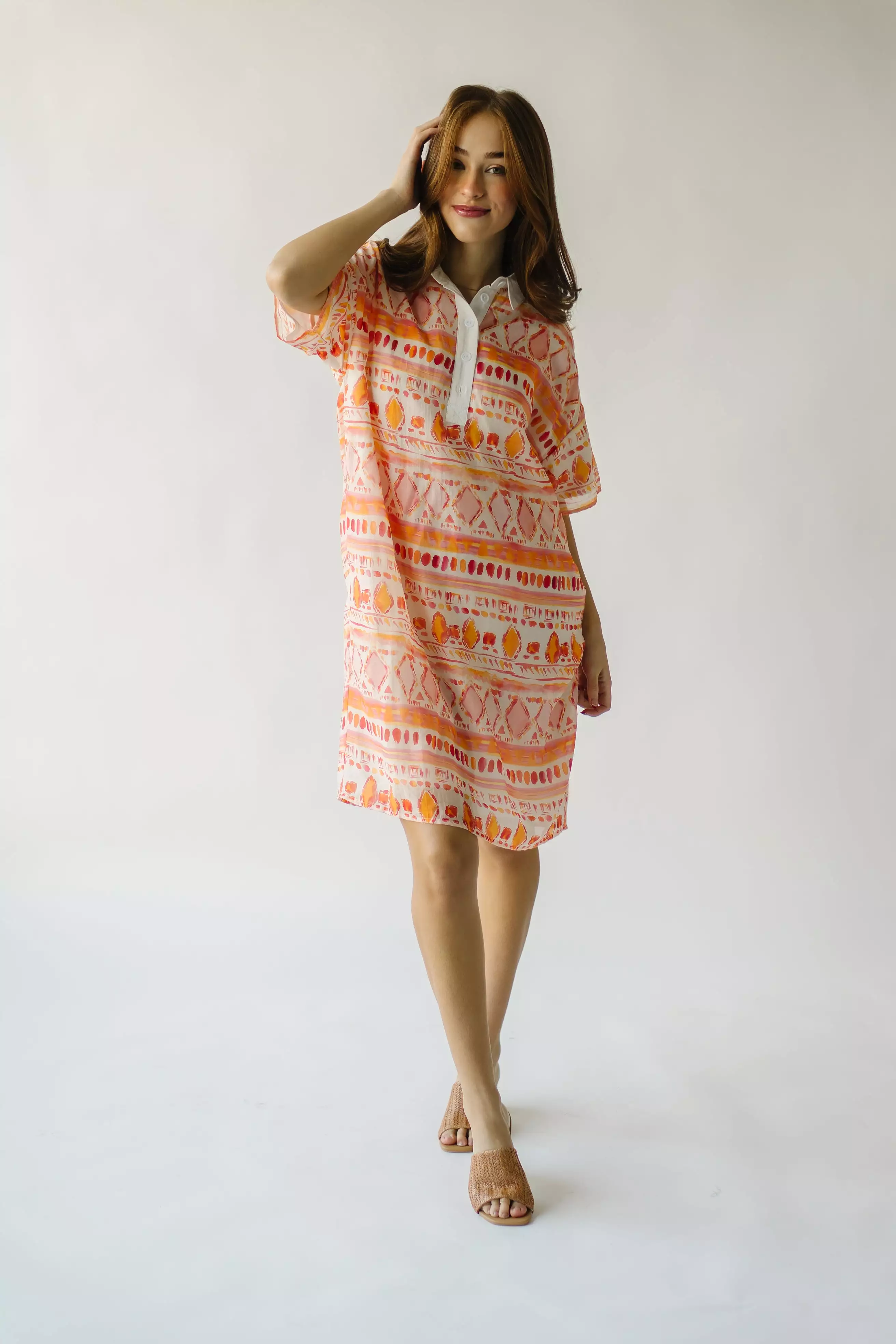 The Yellville Abstract Dress in Orange Multi