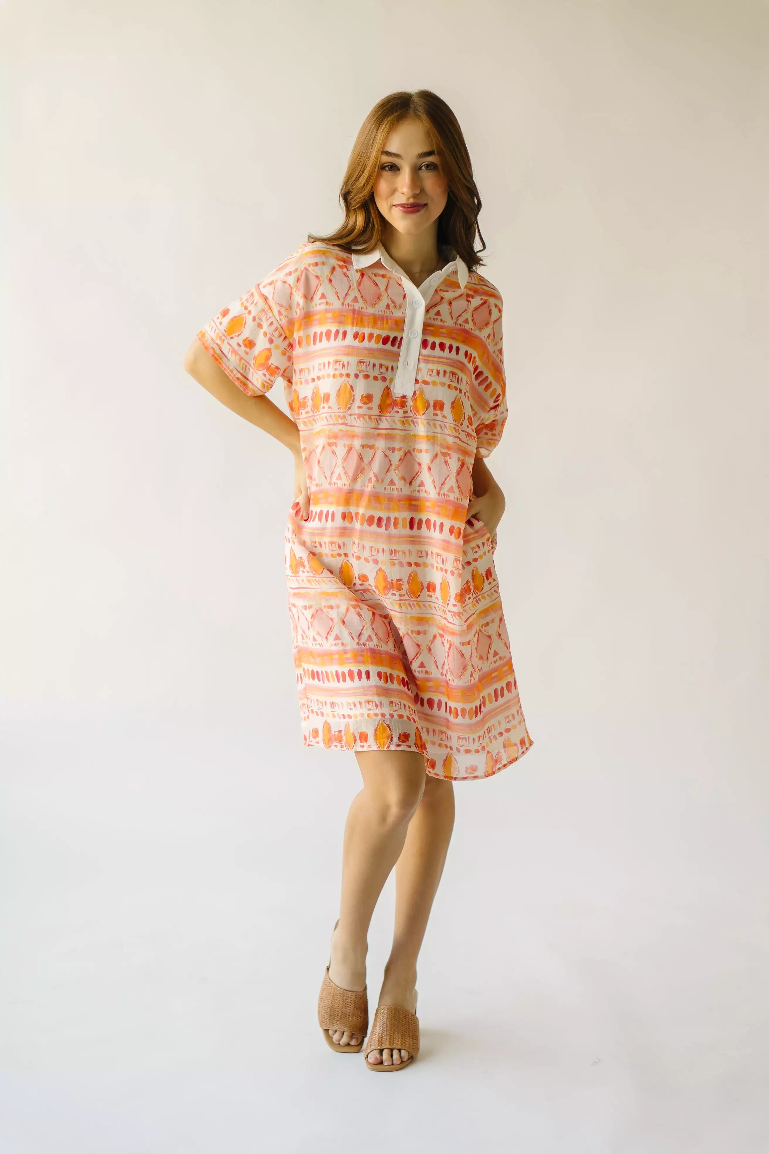 The Yellville Abstract Dress in Orange Multi