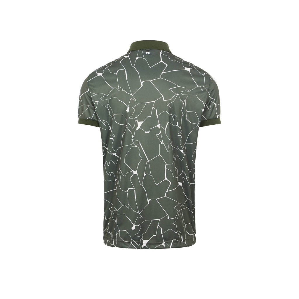 Tour Tech Reg Fit Print Polo Slit Thyme Green