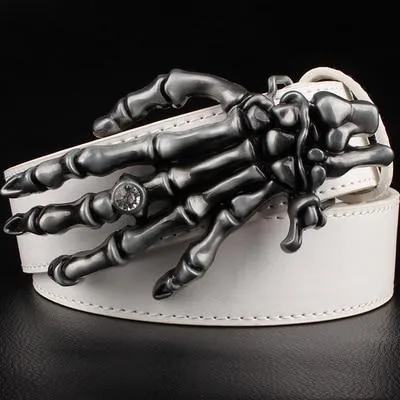 Unisex Synthetic Leather Demon Hand Skull Bone Punk Rock Ghost Claw Belts