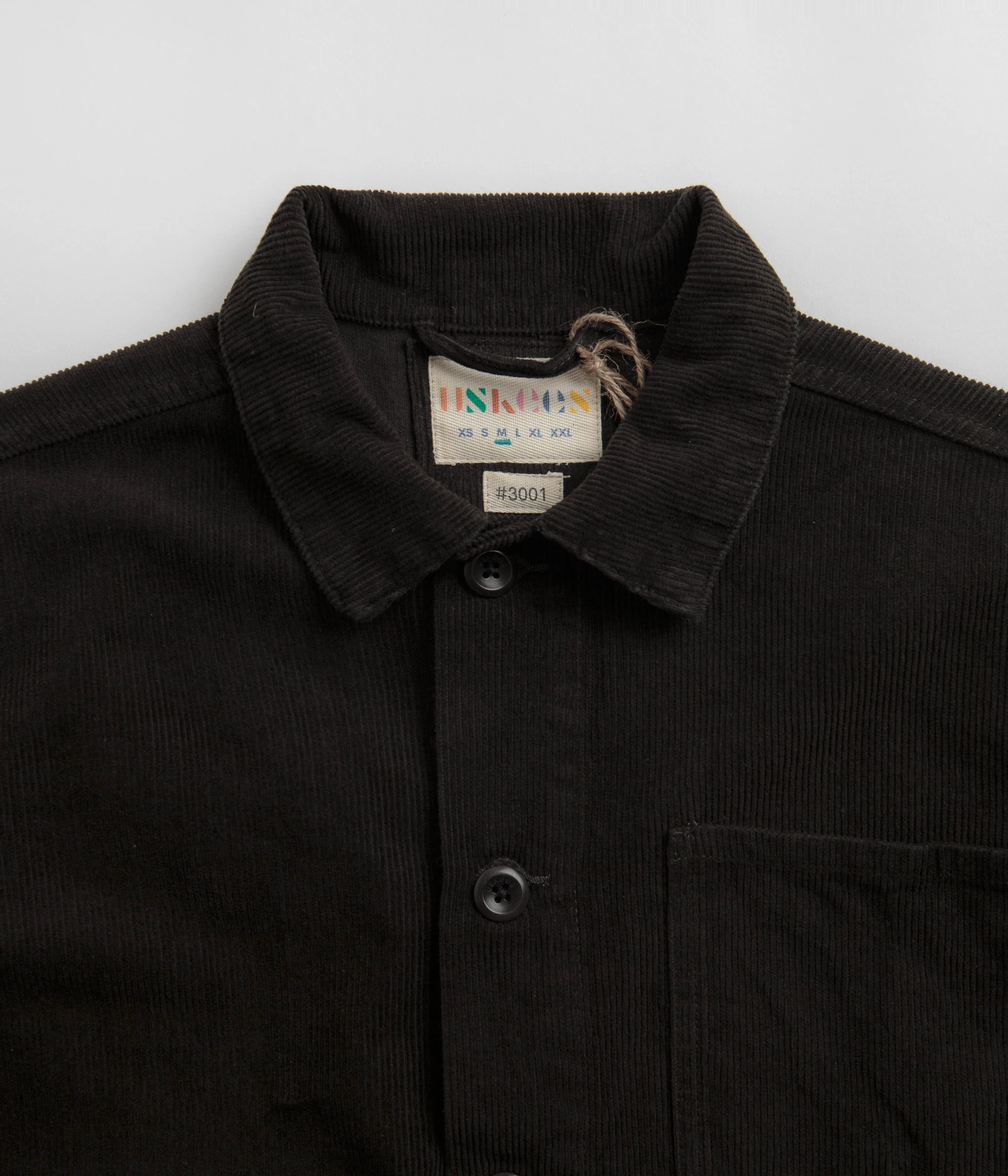 Uskees 3001 Cord Buttoned Overshirt - Faded Black