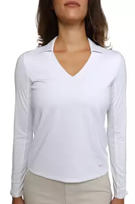 White Long Sleeve Lisa Sport Polo