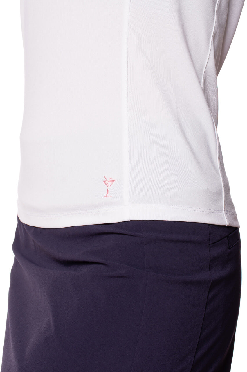 White Sleeveless Ruched Polo