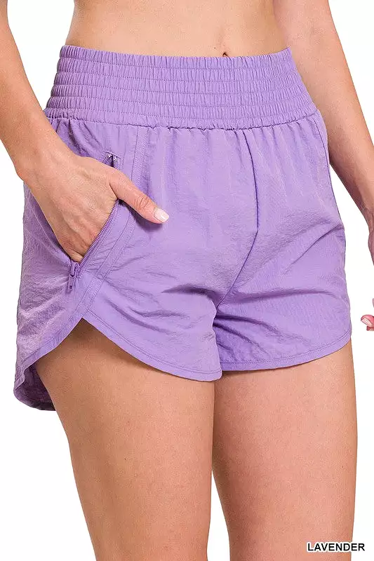 WINDBREAKER SMOCKED WAISTBAND SHORTS