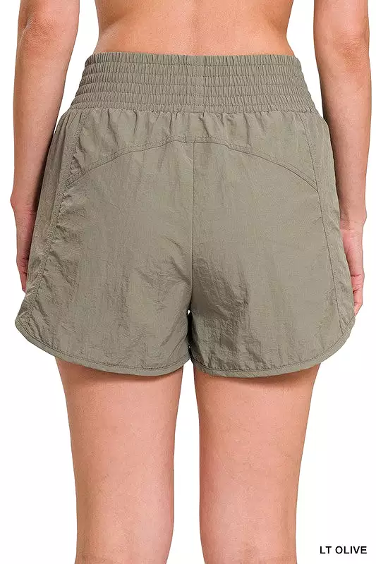 WINDBREAKER SMOCKED WAISTBAND SHORTS