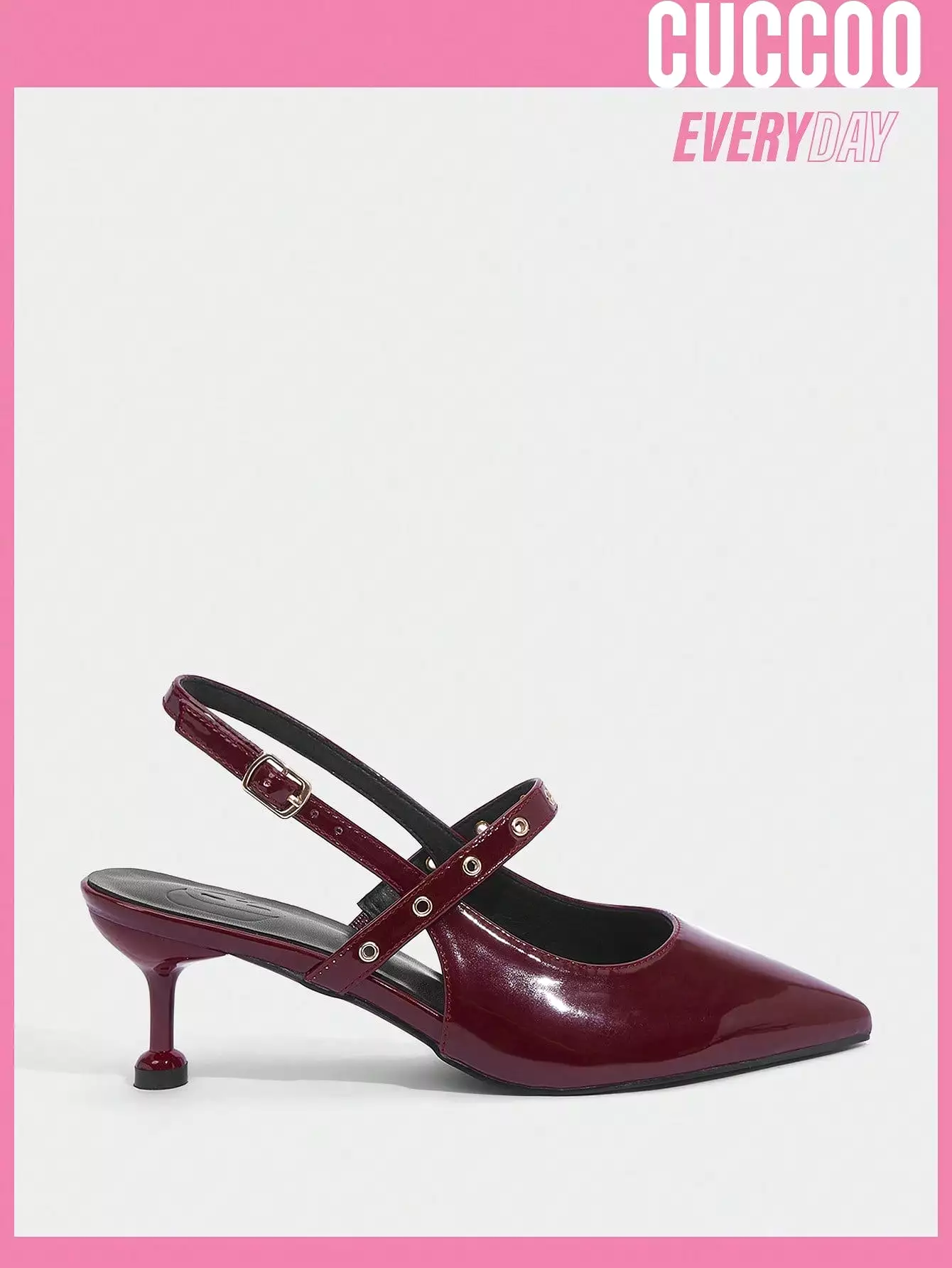 Woman Shoes Fashionable Wine Red Kitten Heel Pumps For Spring And Summer