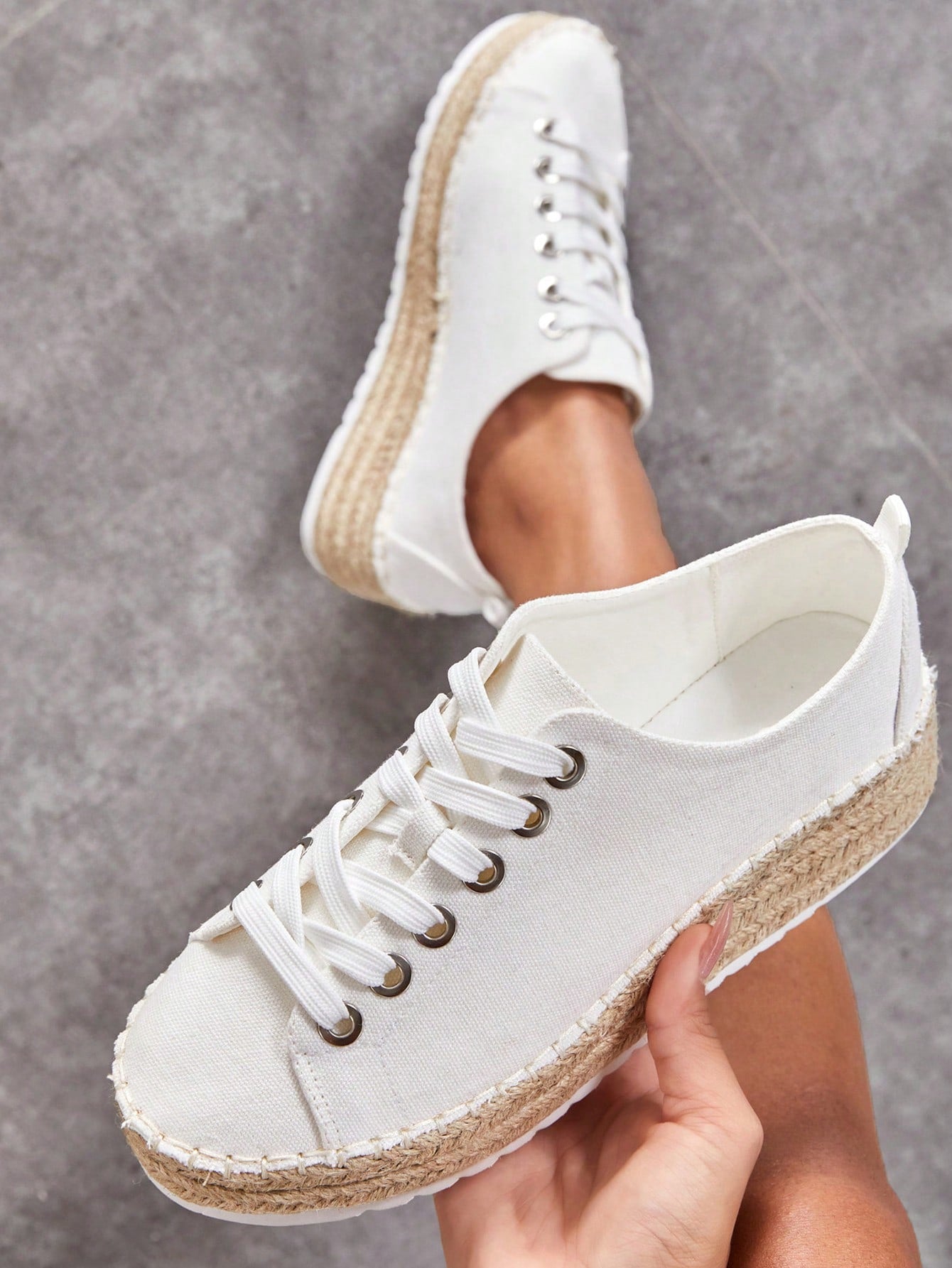 Women's Round Toe Lace-up Wedge Heel Espadrilles With Thick Soles For Holiday Or Leisure