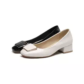 Women's Square Toe Shallow Puppy Heel Pumps