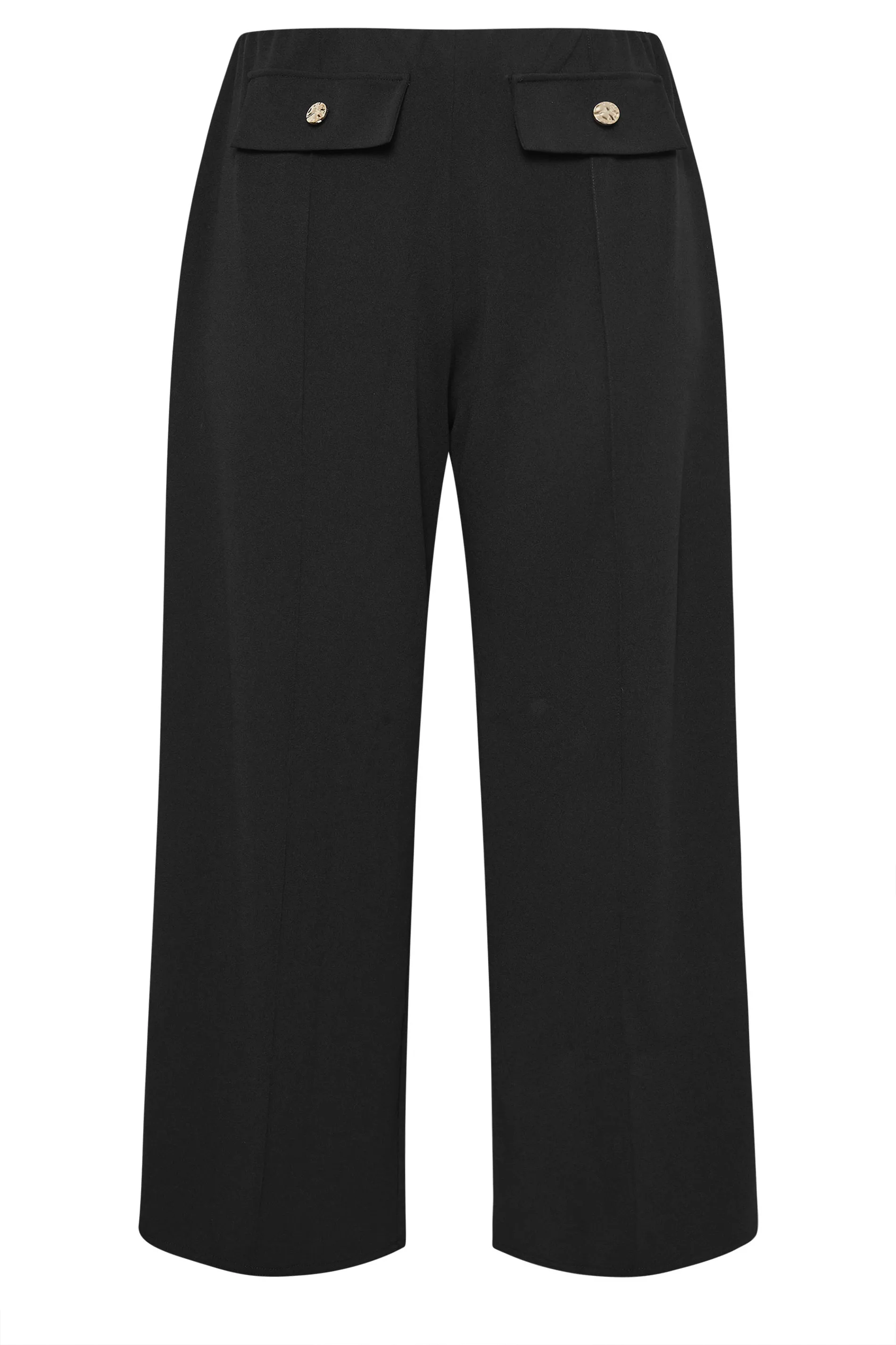 YOURS LONDON Curve Black Pocket Front Wide Leg Trousers